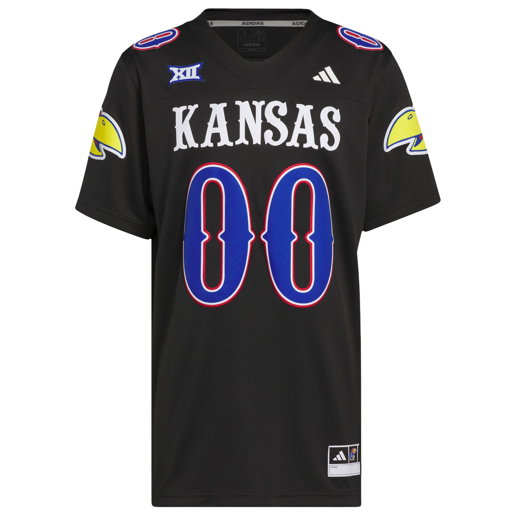 #00 Kansas Jayhawks Alternate Jersey Black - front and back view