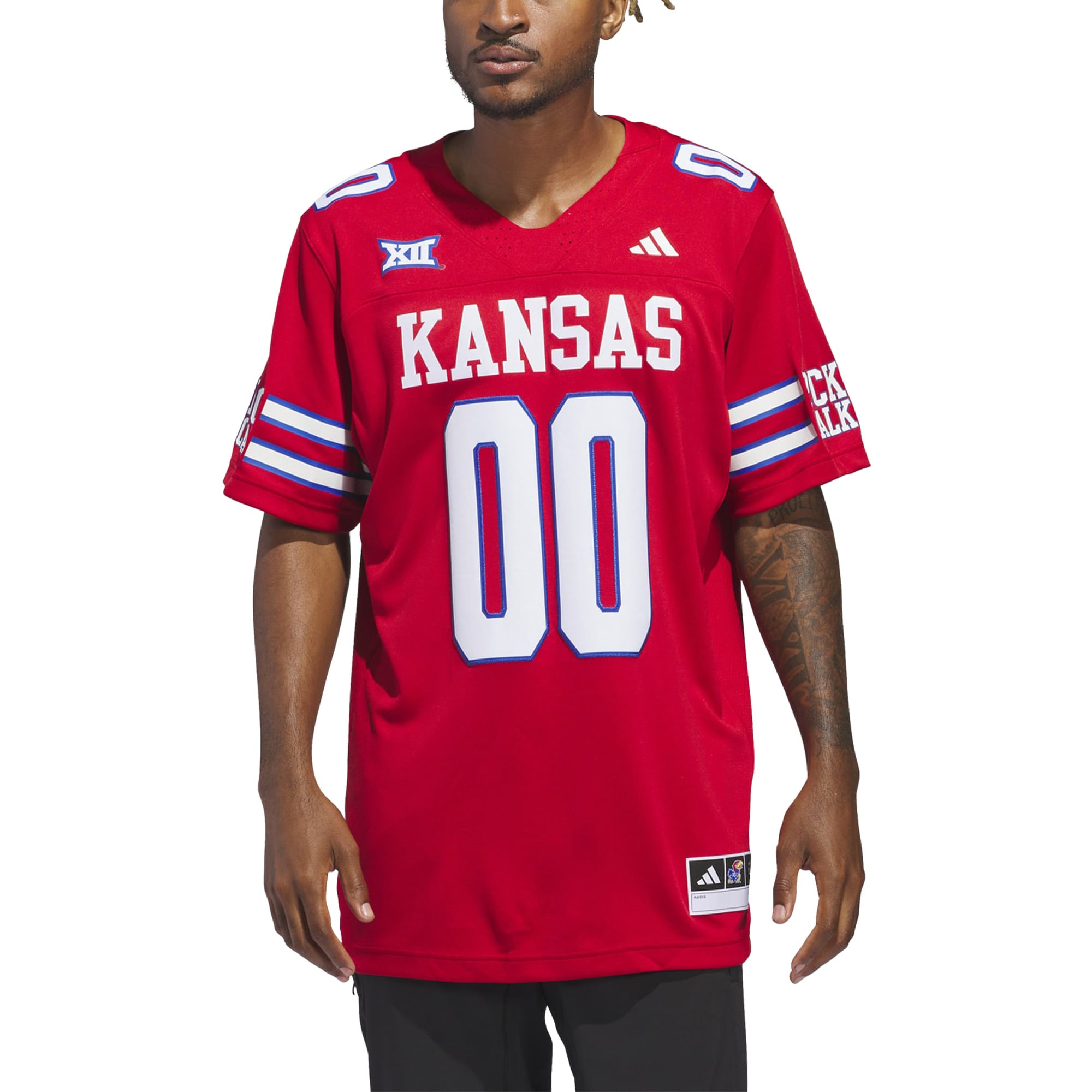 #00 Kansas Jayhawks Alternate Jersey - Red - front and back view