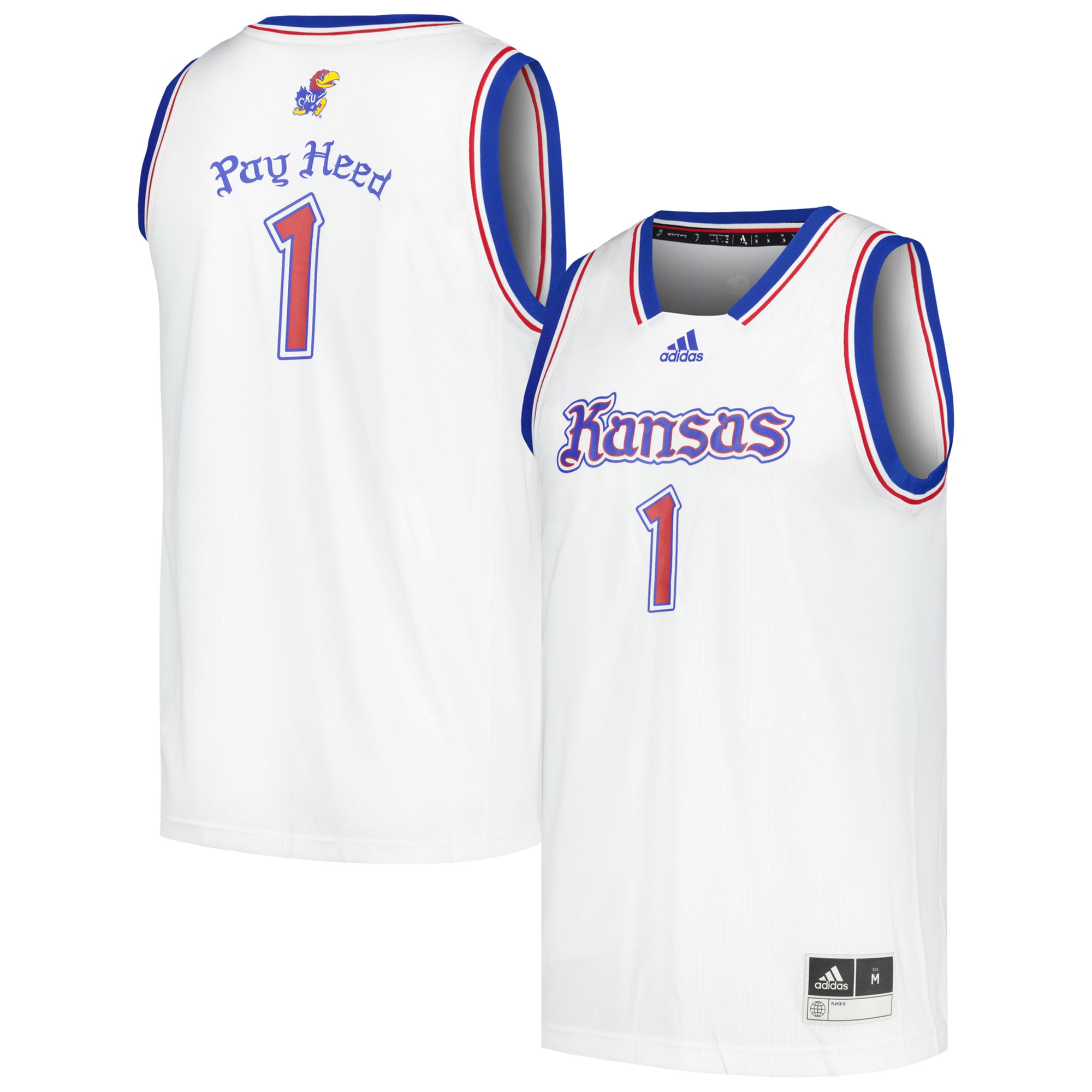 # Kansas Jayhawks Basketball Jersey White - front and back view