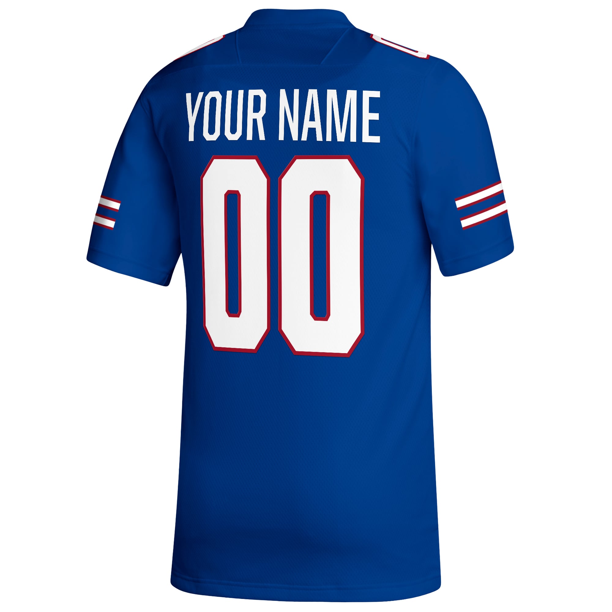 Kansas Jayhawks Custom Football Jersey Royal - back view