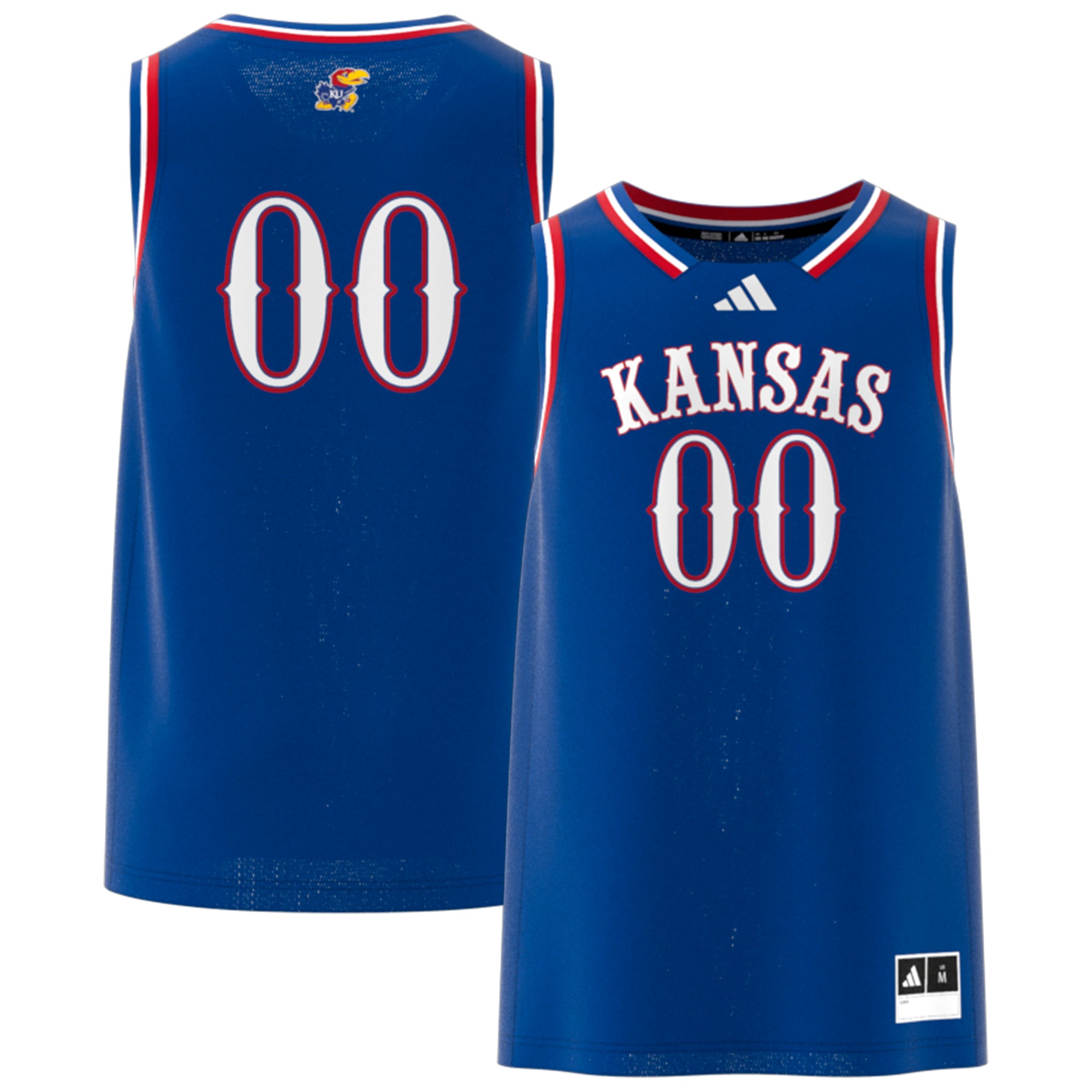 #00 Kansas Jayhawks Jersey Royal - front and back view