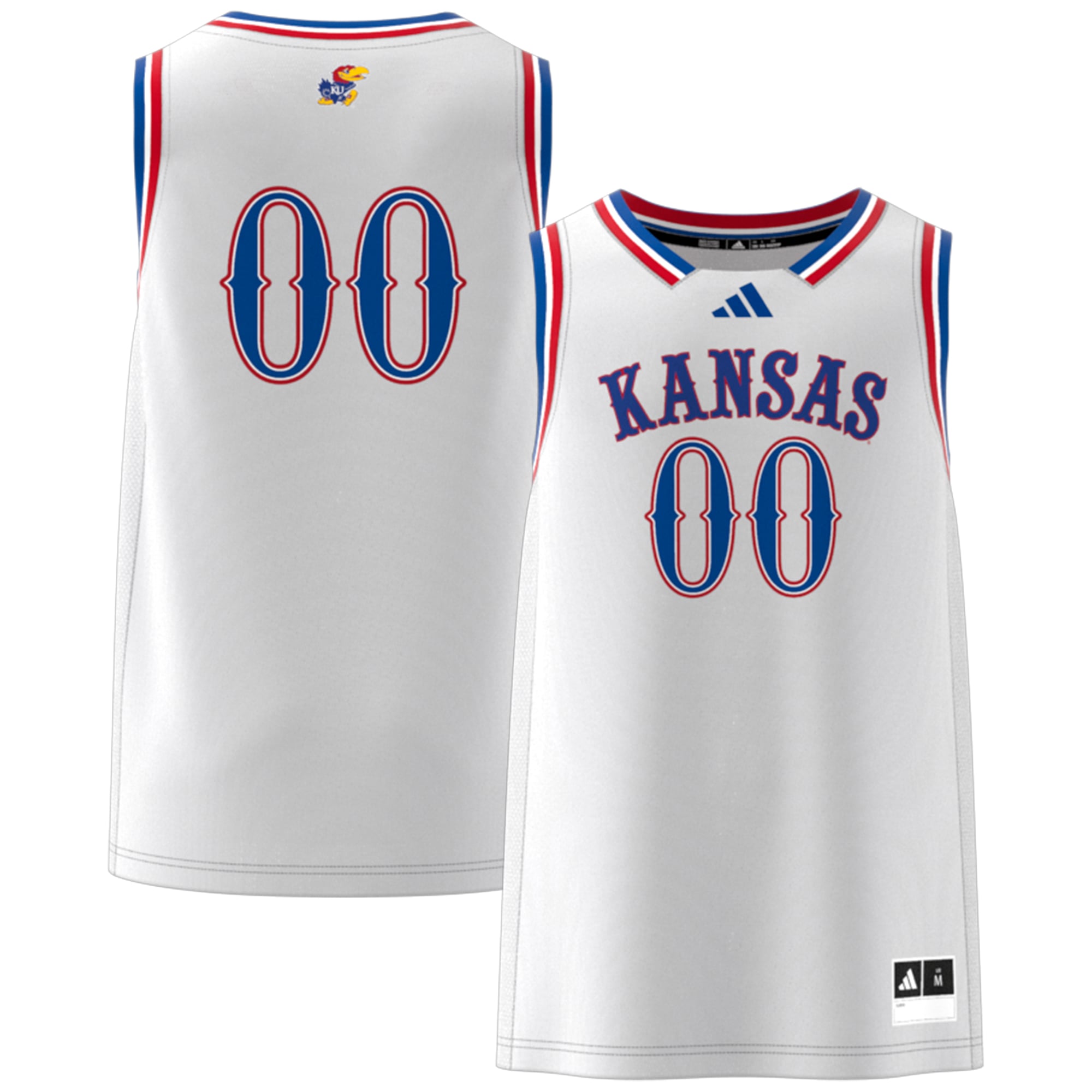 #00 Kansas Jayhawks Jersey White - front and back view