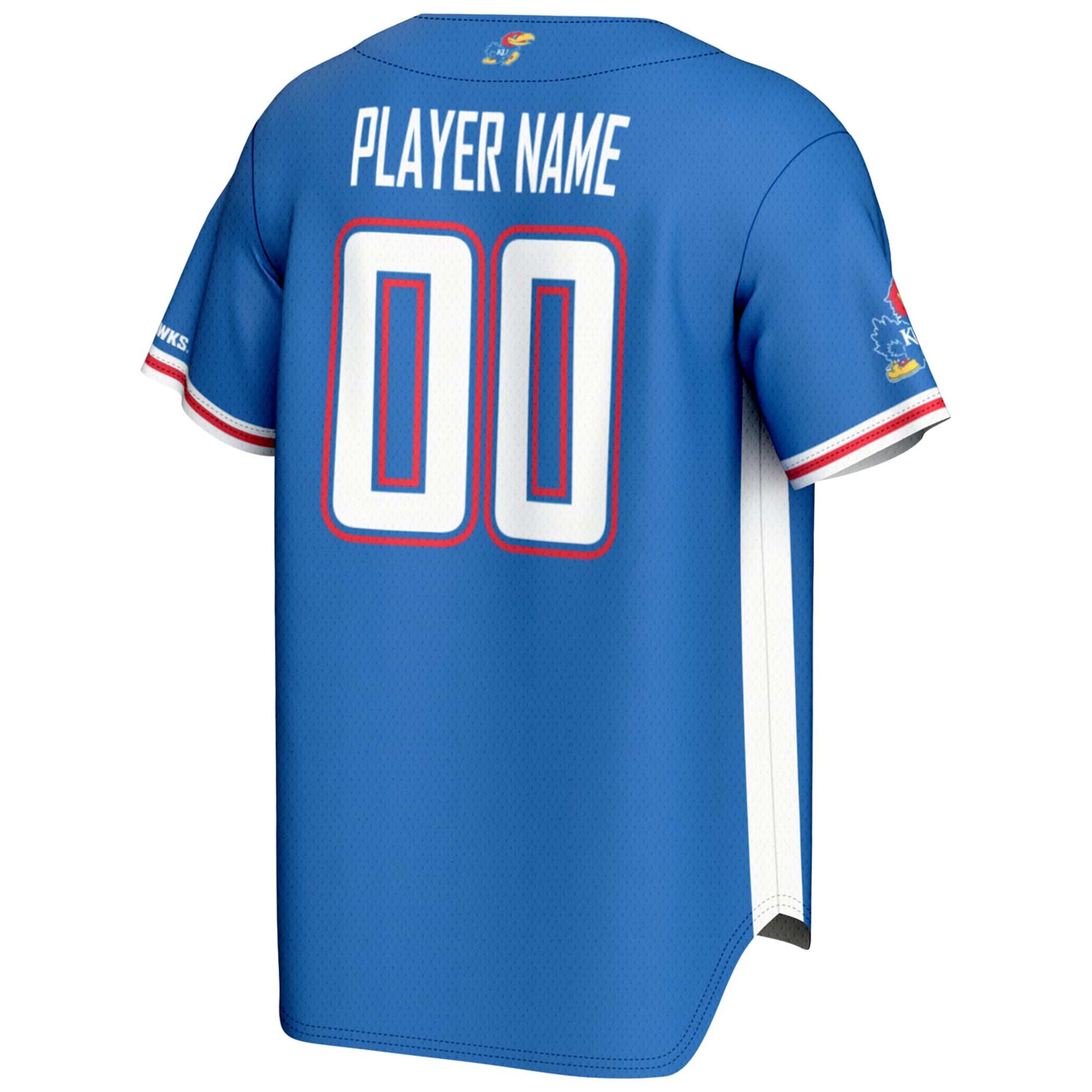 Kansas Jayhawks Lightweight Baseball Jersey Royal - back view
