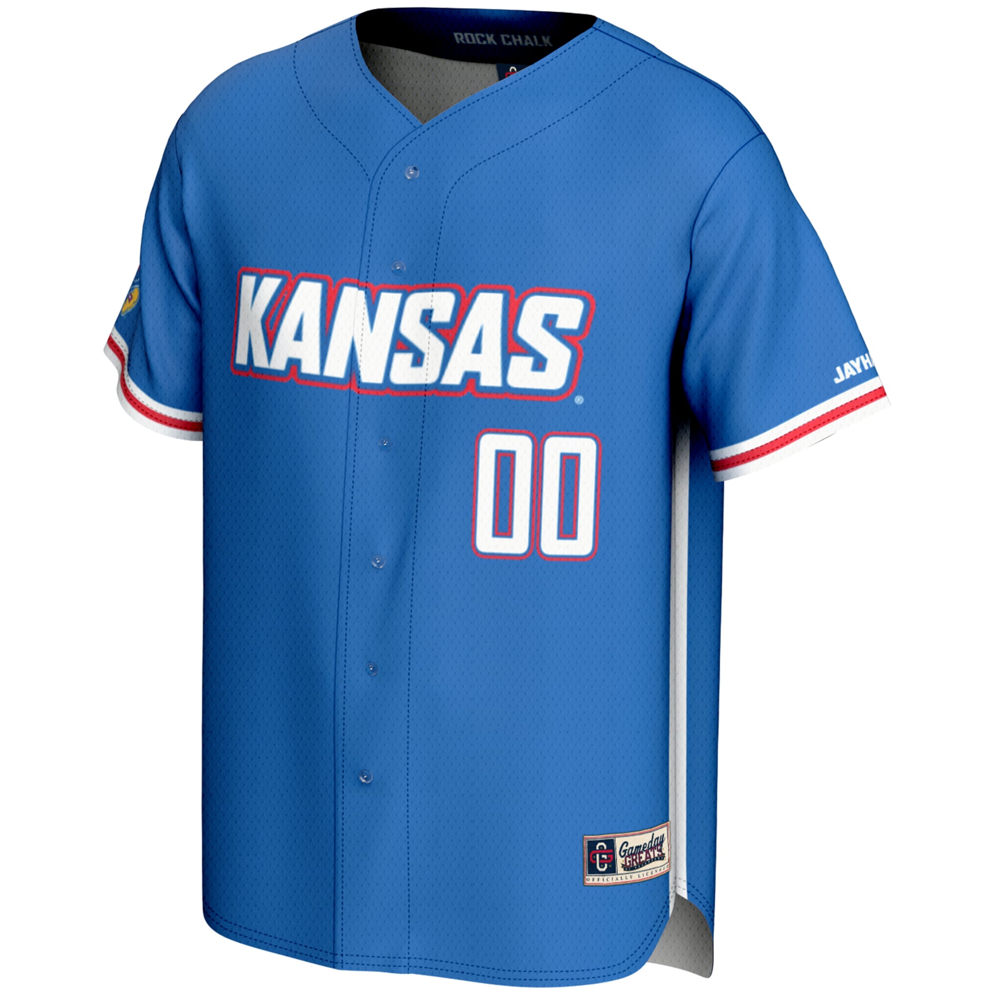 Kansas Jayhawks Lightweight Baseball Jersey Royal - front view