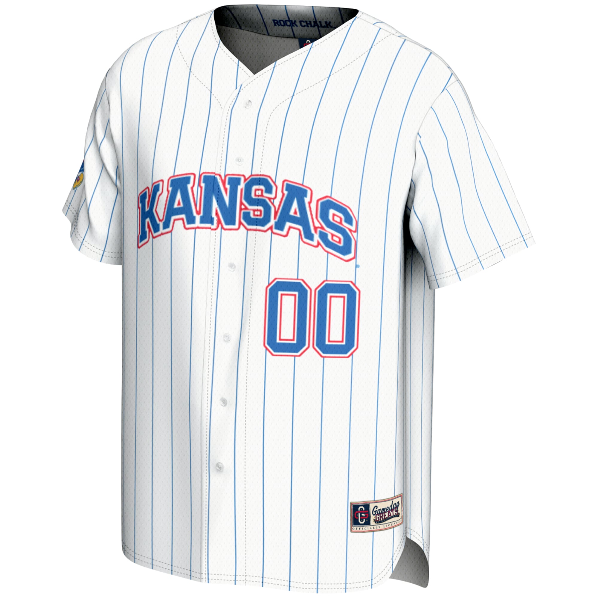Kansas Jayhawks Lightweight Baseball Jersey White - front view