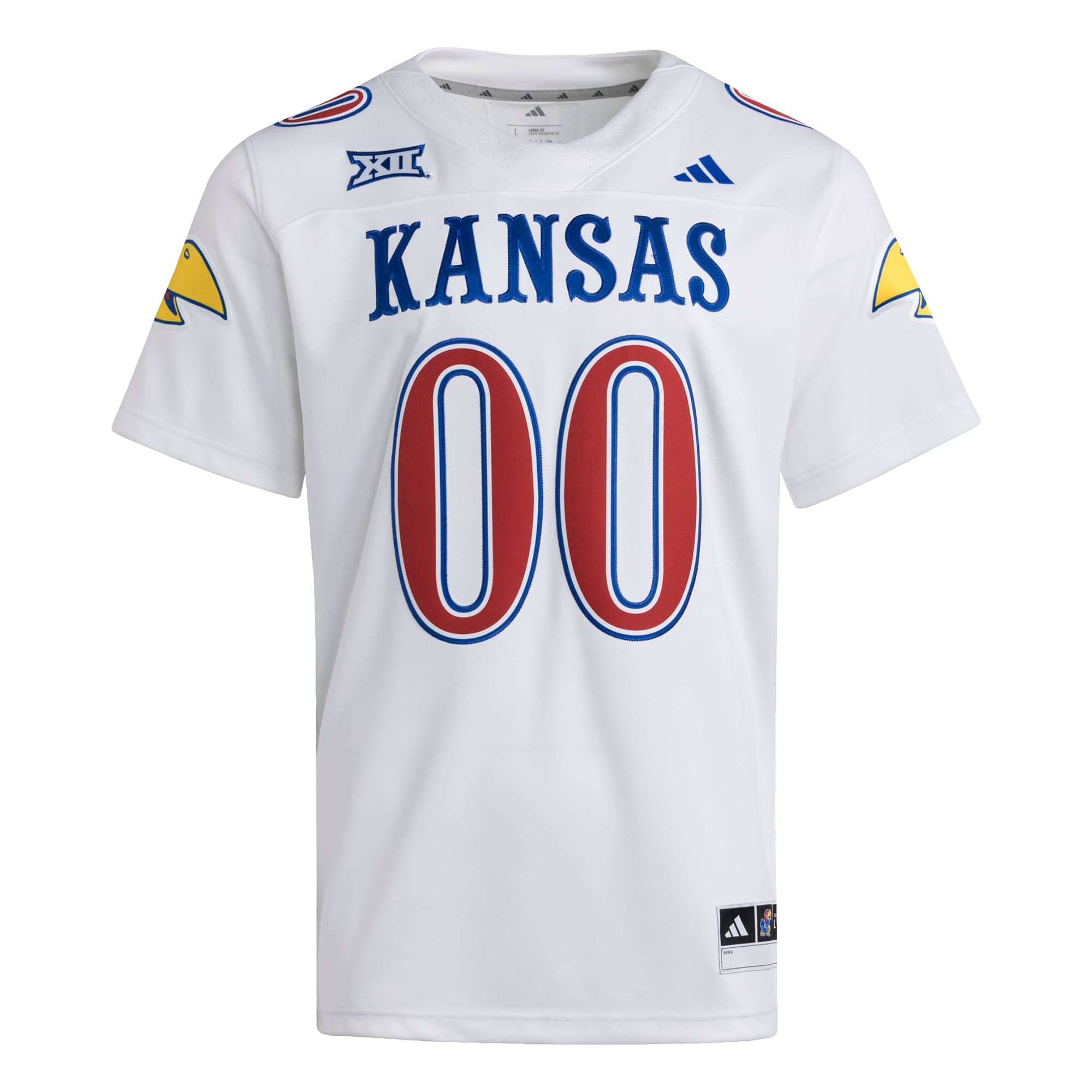 #00 Kansas Jayhawks Strategy Jersey White - front view