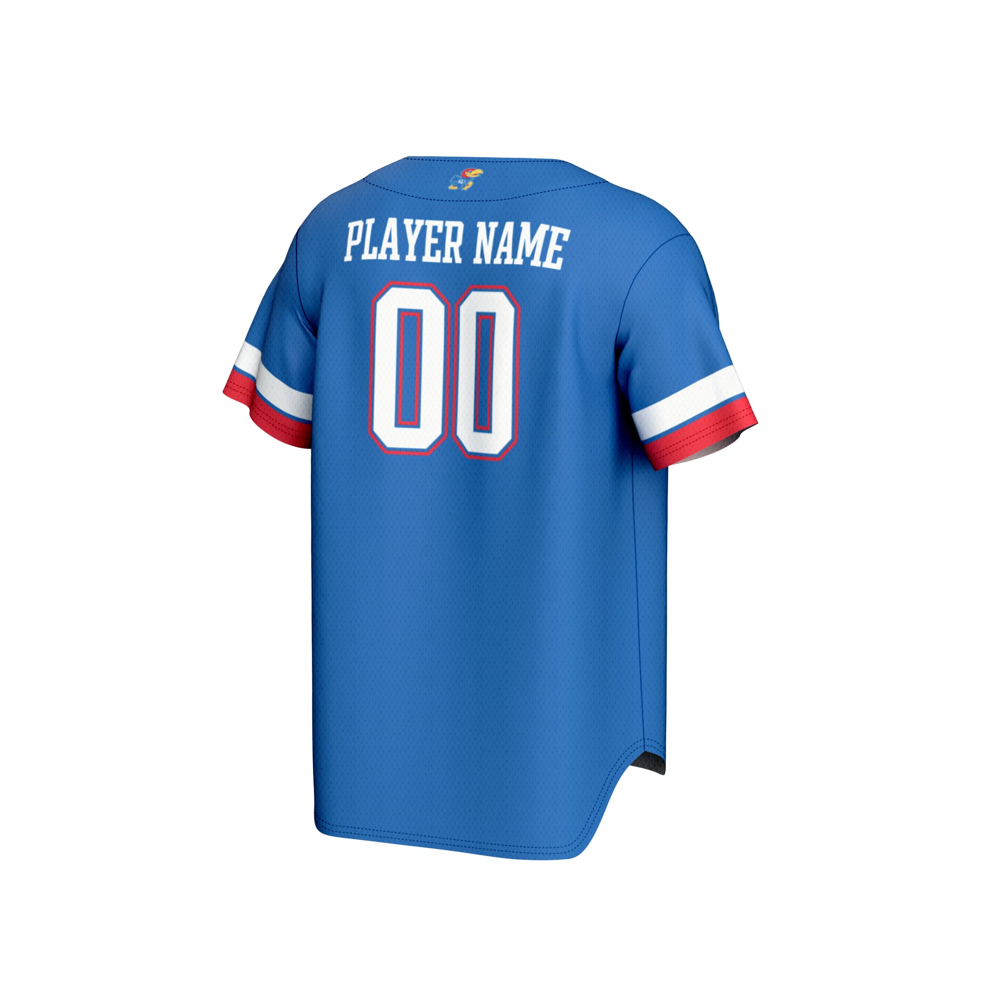 Kansas Jayhawks Unisex Lightweight Baseball Jersey Royal - back view