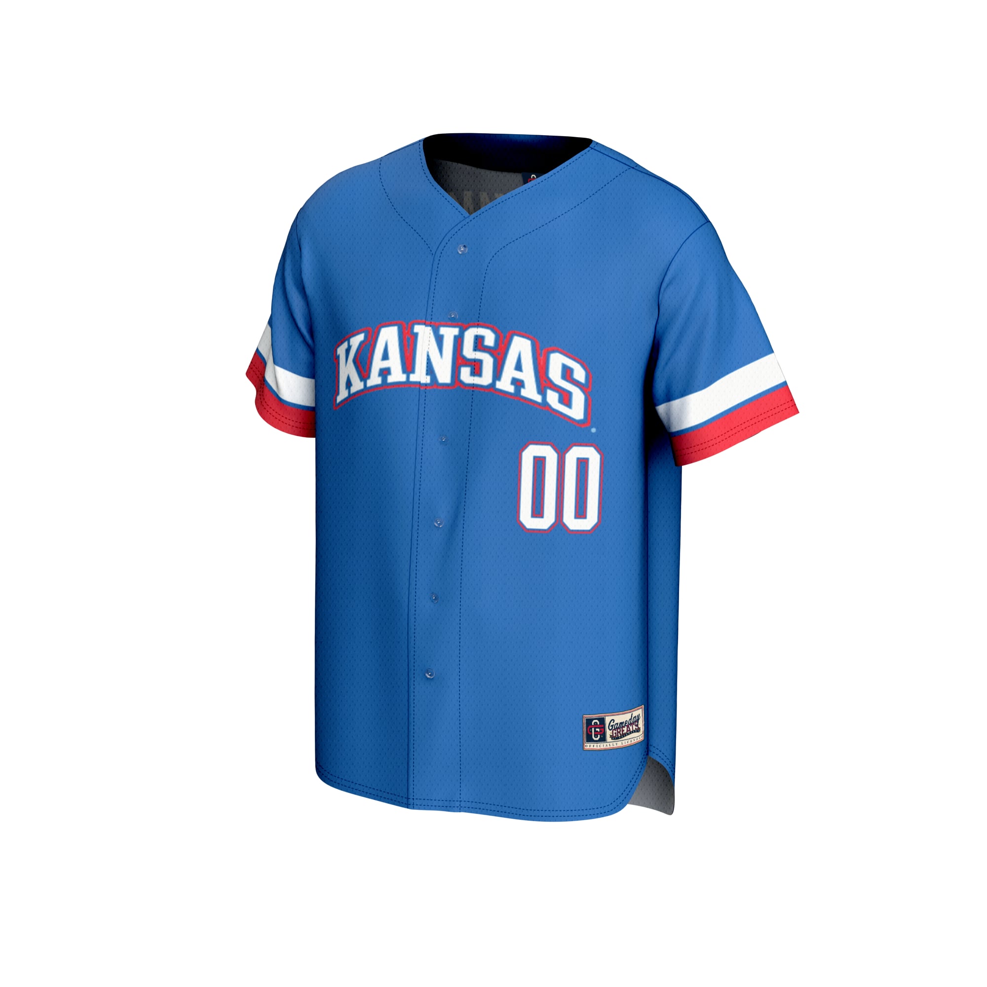 Kansas Jayhawks Unisex Lightweight Baseball Jersey Royal - front view