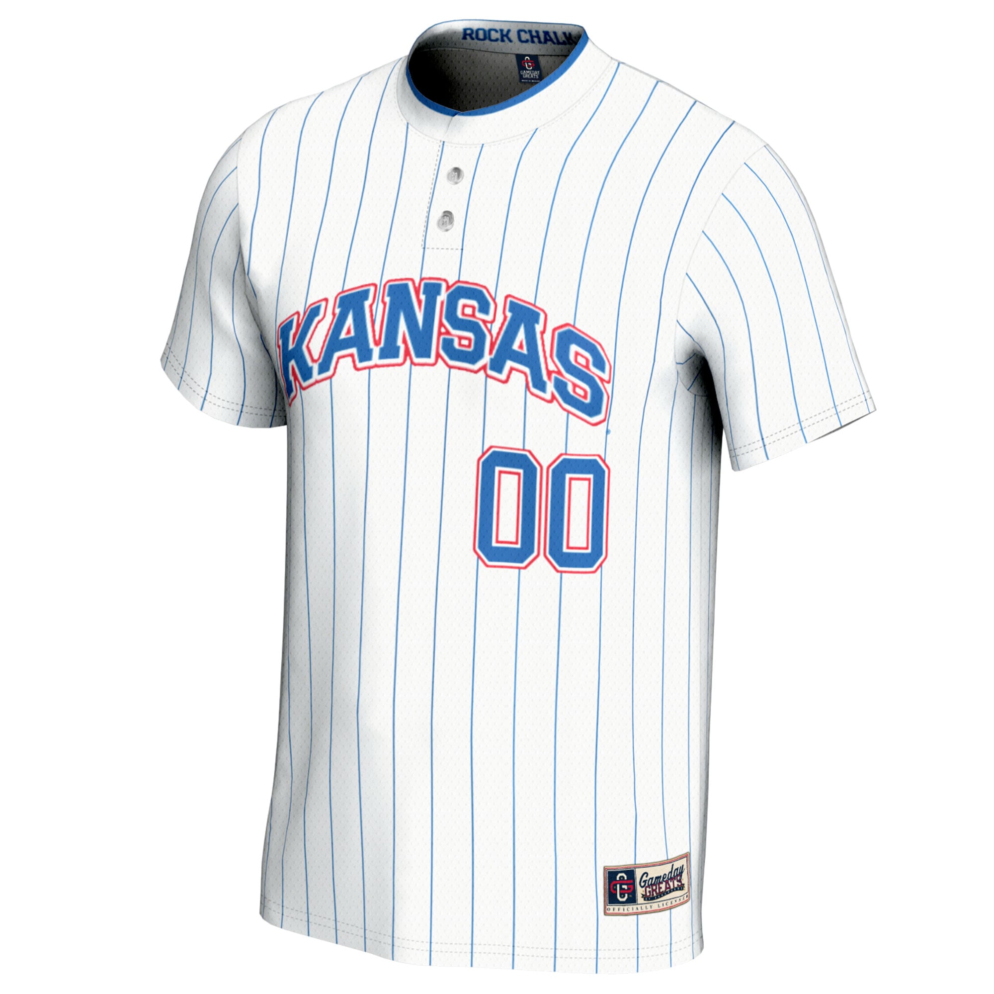 Kansas Jayhawks Unisex Lightweight Softball Jersey White - front view