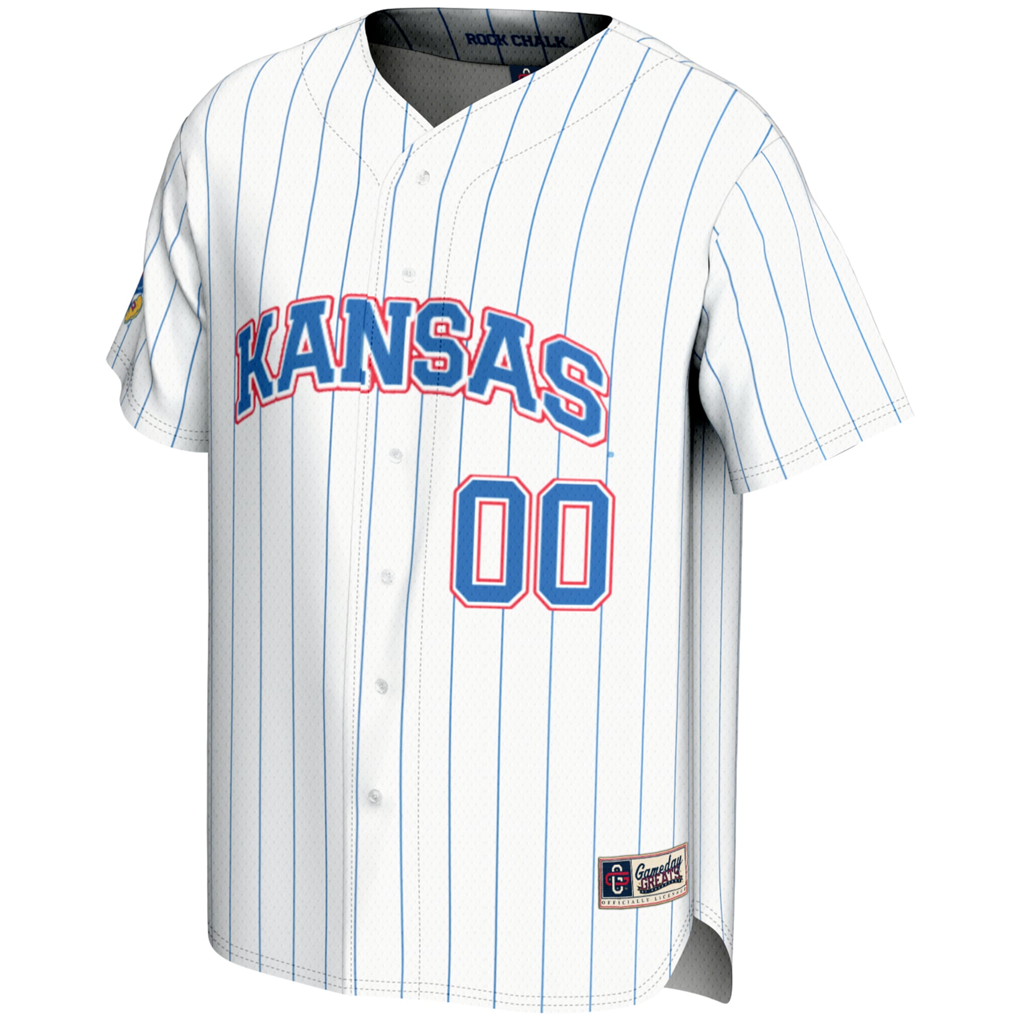 Kansas Jayhawks Youth Lightweight Baseball Jersey White - front view