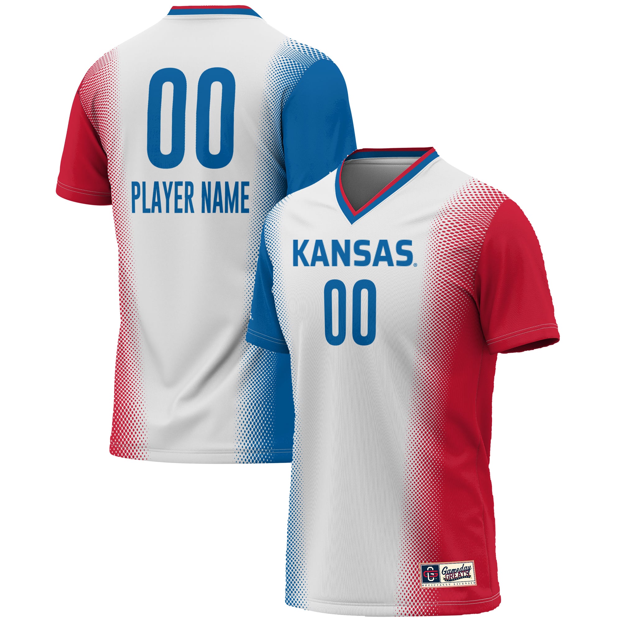Kansas Jayhawks Youth Lightweight Women's Soccer Jersey White - front and back view