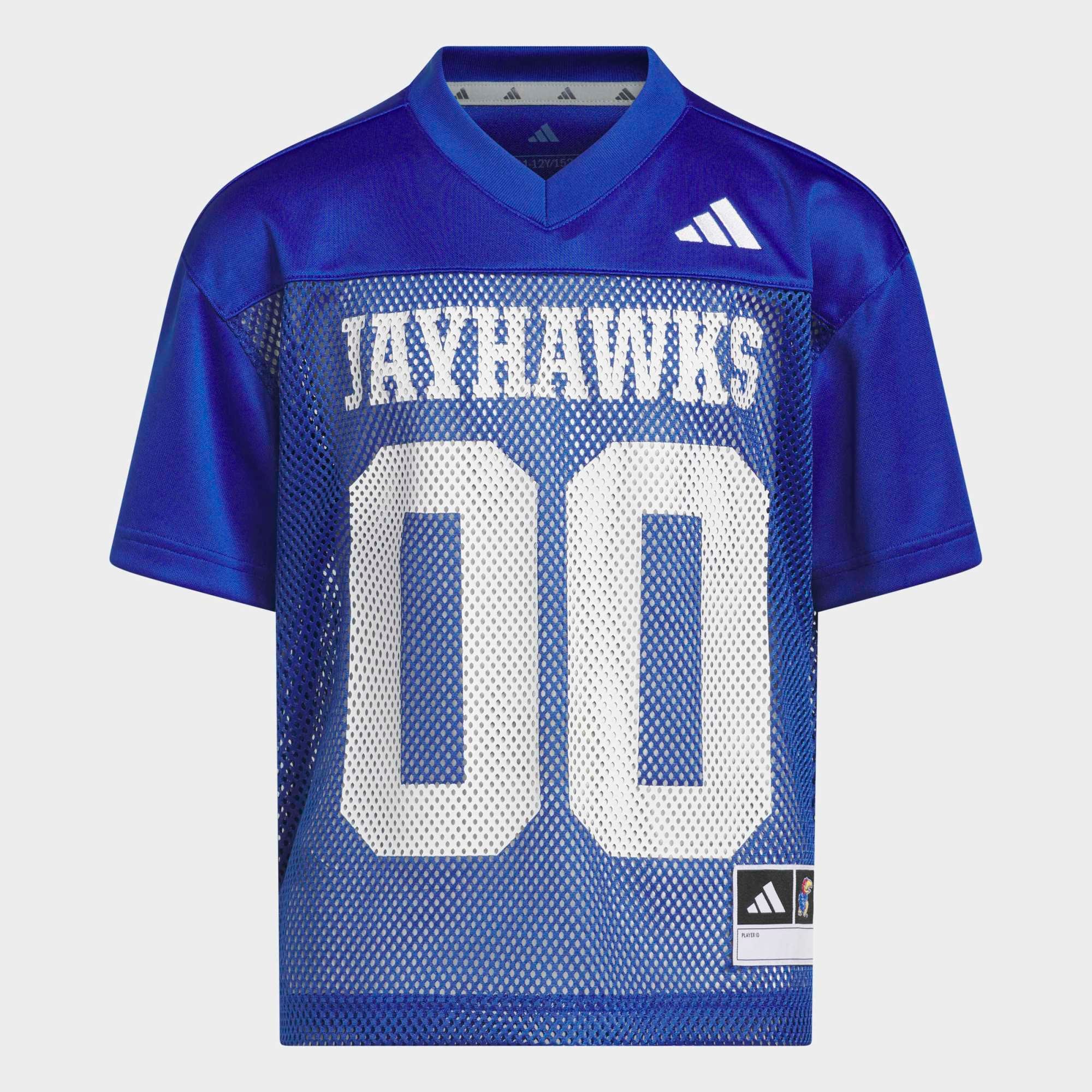 Kansas Jayhawks Youth Tailgate Jersey Blue - front and back view