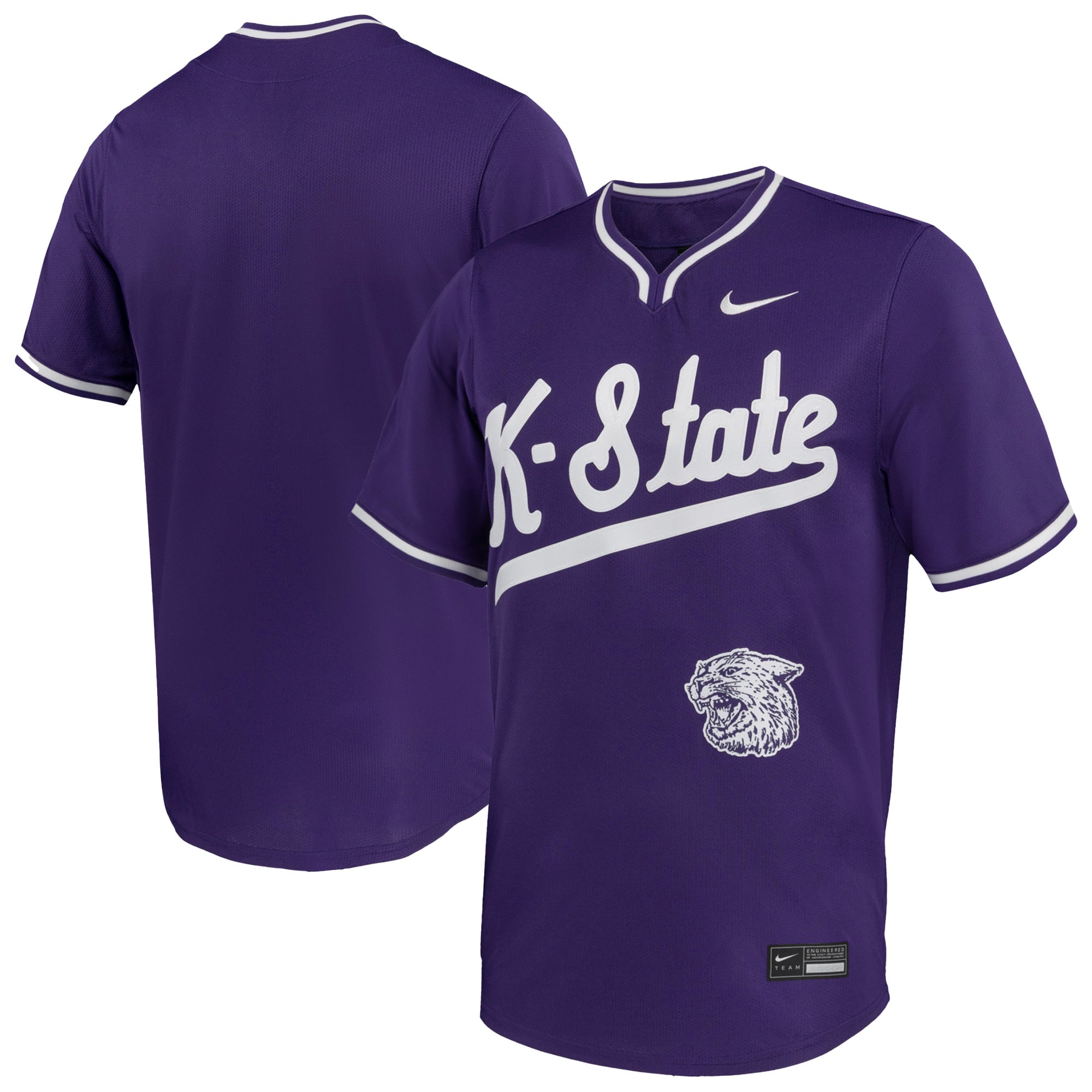 Kansas State Wildcats Baseball Jersey Purple - front and back view