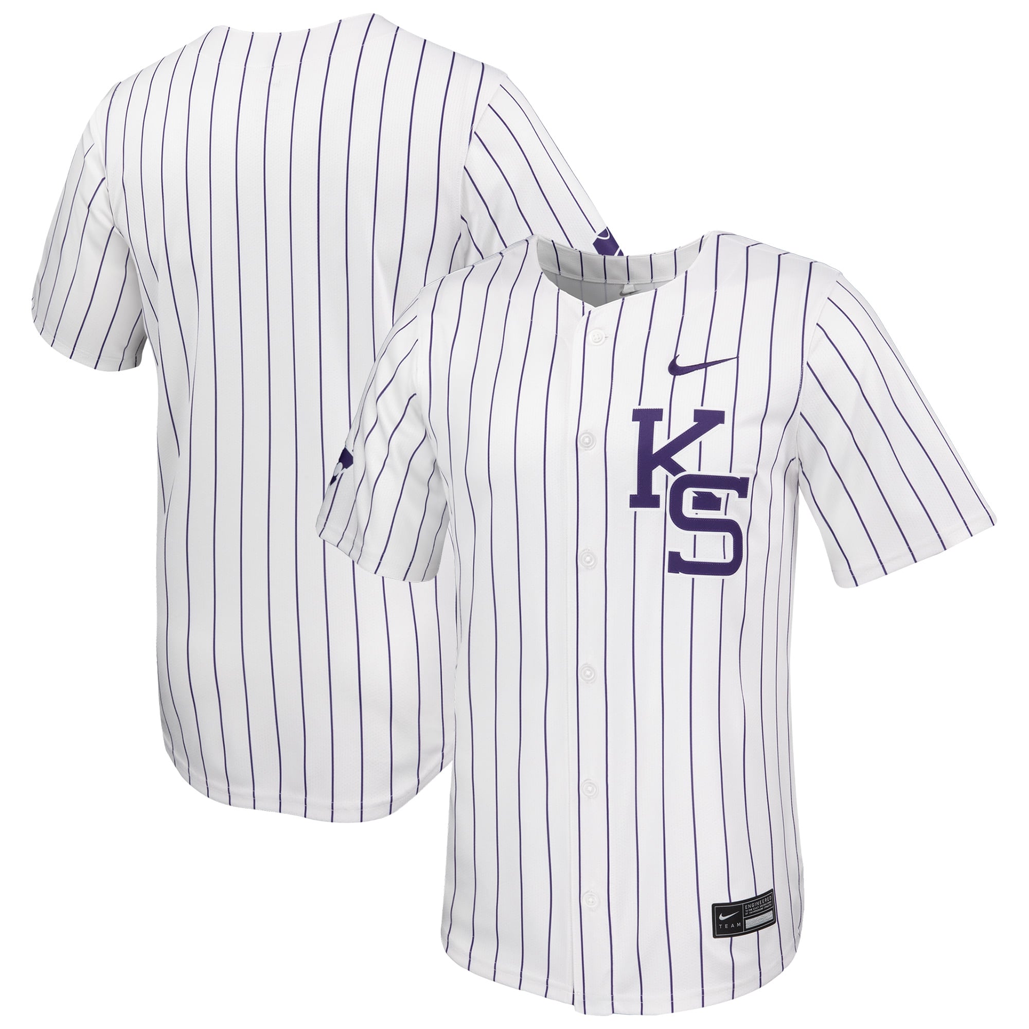 Kansas State Wildcats Baseball Jersey White - front and back view