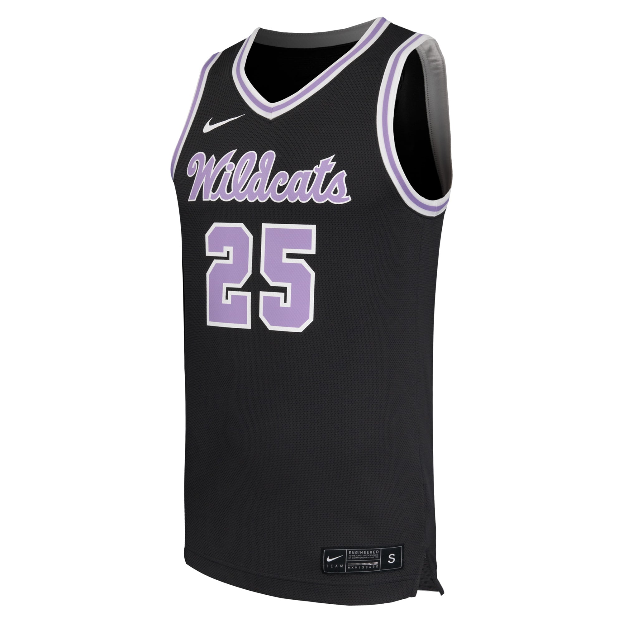 #25 Kansas State Wildcats Basketball Jersey Black - front view