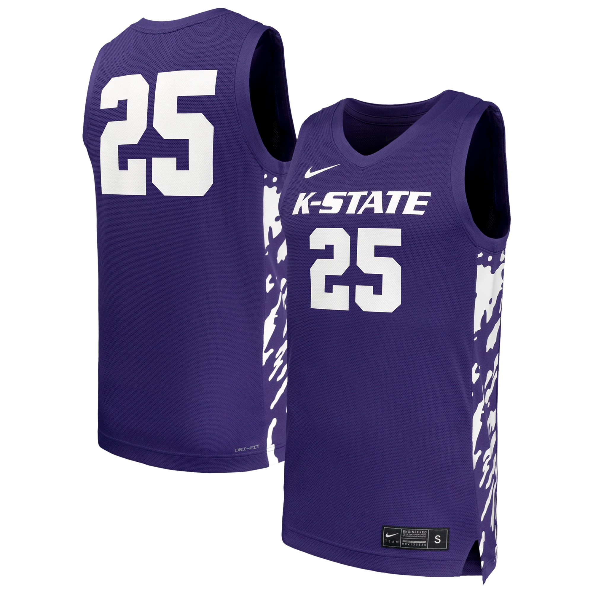 #25 Kansas State Wildcats Basketball Jersey Purple - front and back view