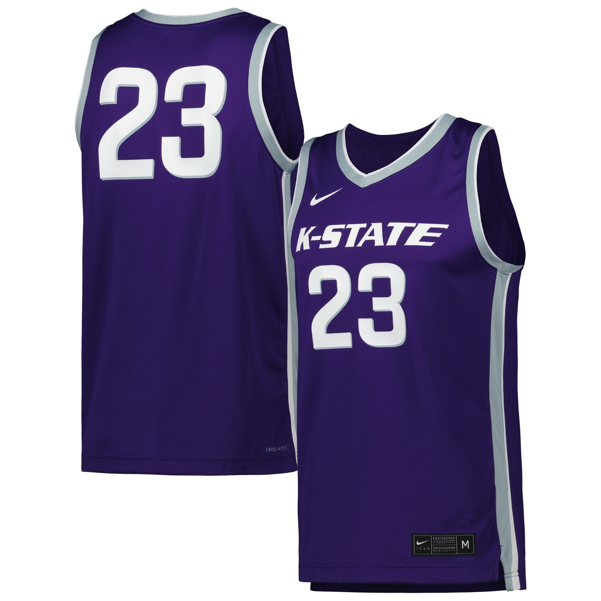 #23 Kansas State Wildcats Basketball Jersey Purple - front and back view
