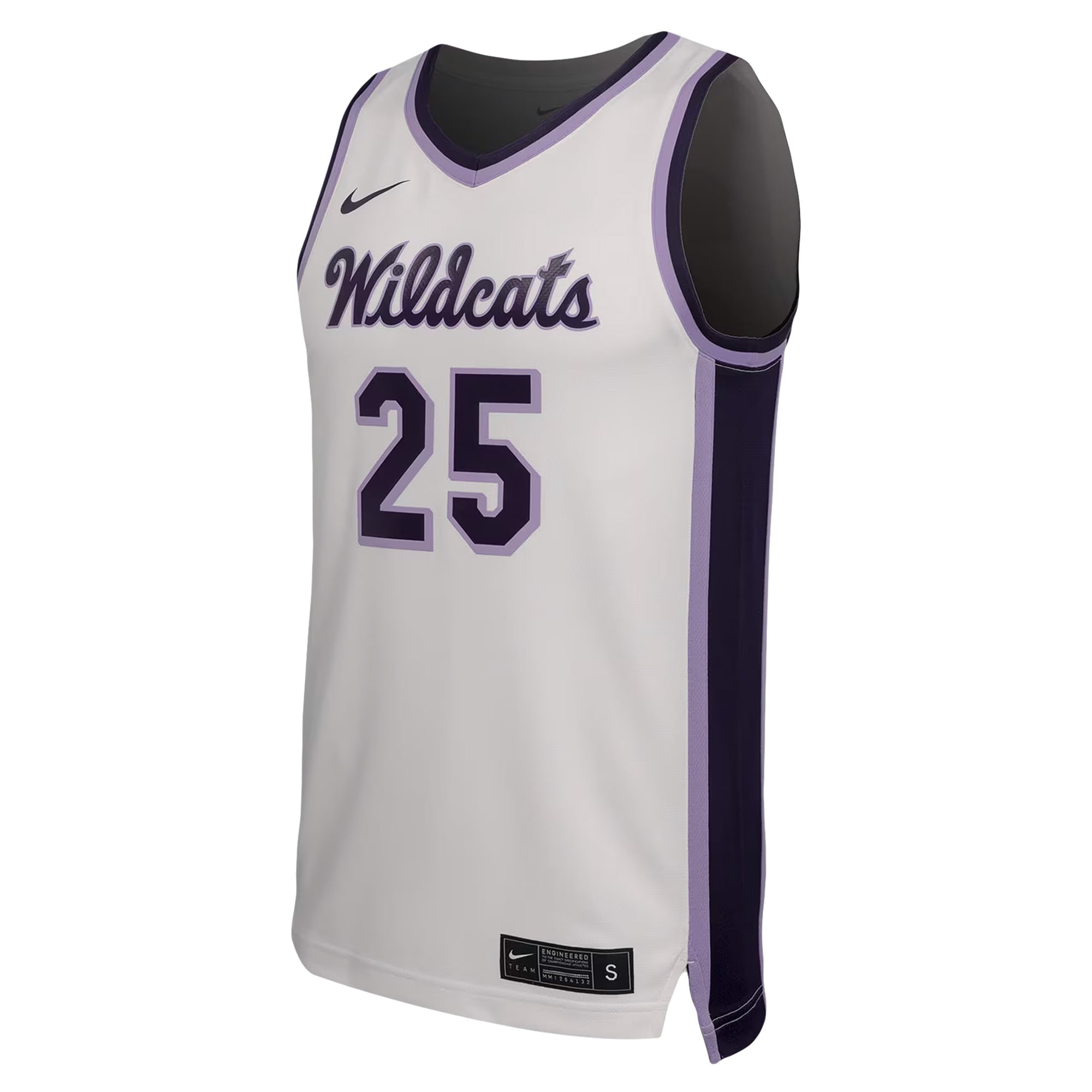 #25 Kansas State Wildcats Basketball Jersey White - back view