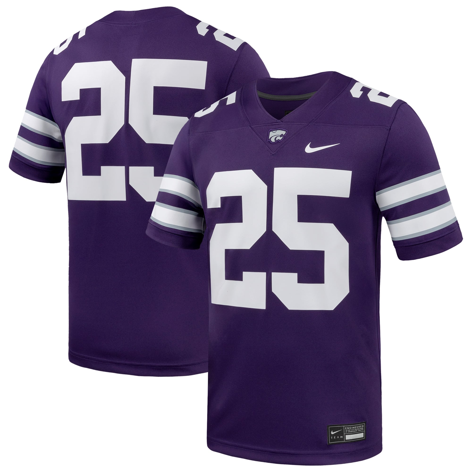 #25 Kansas State Wildcats Football Jersey Purple - front and back view