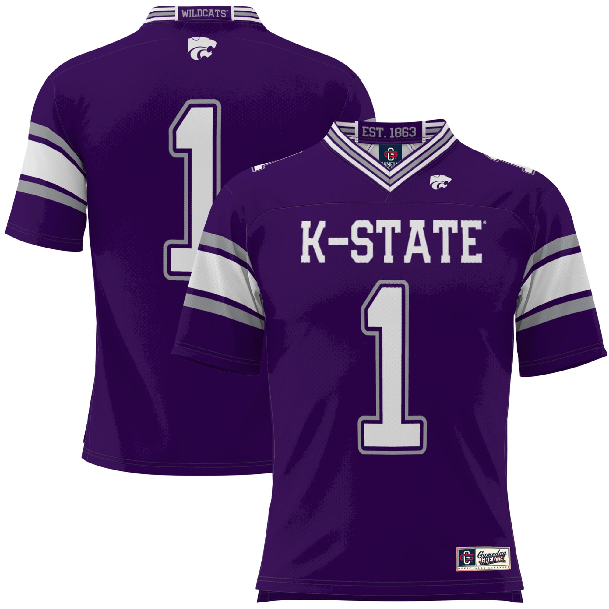 #1 Kansas State Wildcats Football Jersey Purple - front and back view