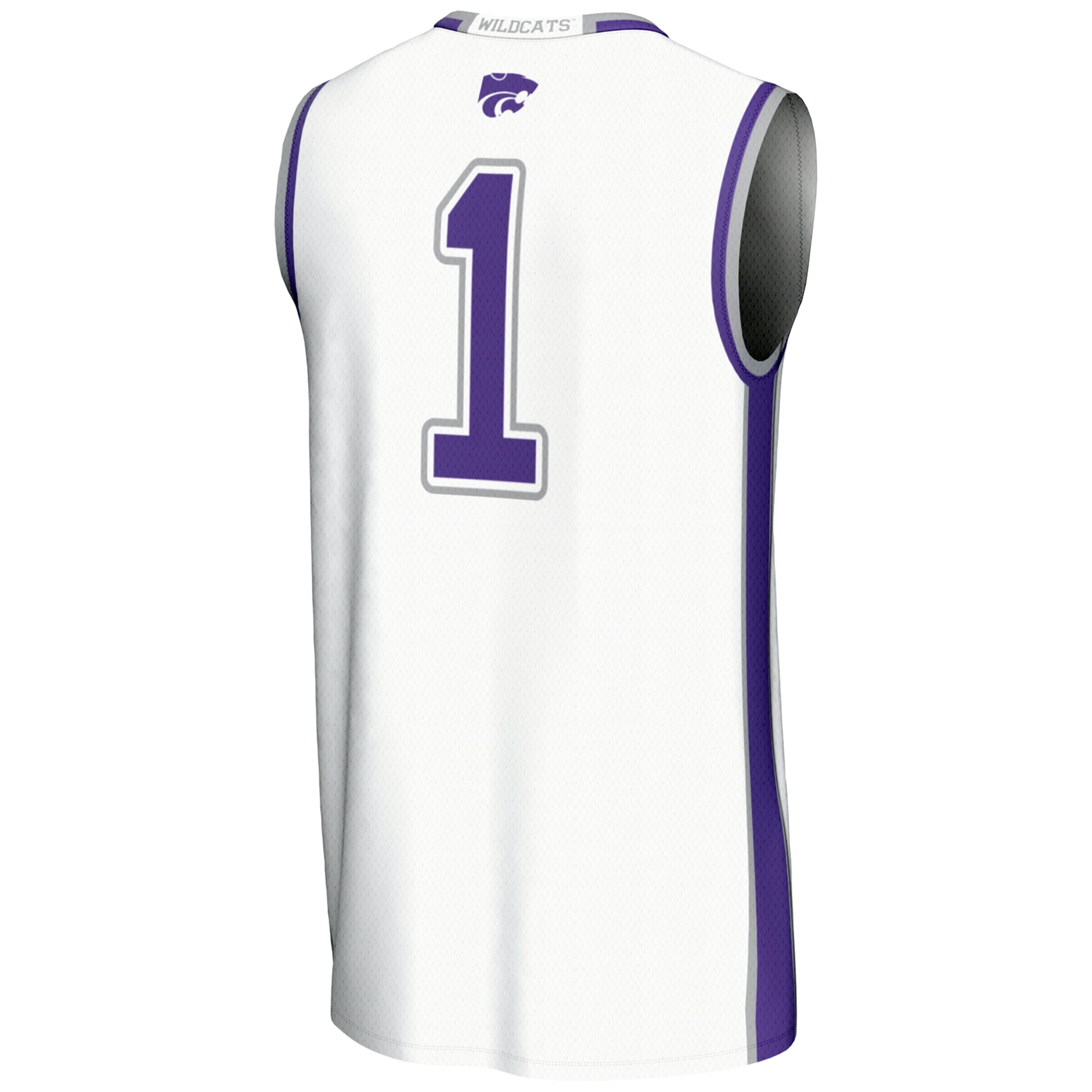 #1 Kansas State Wildcats Lightweight Basketball Jersey White - back view