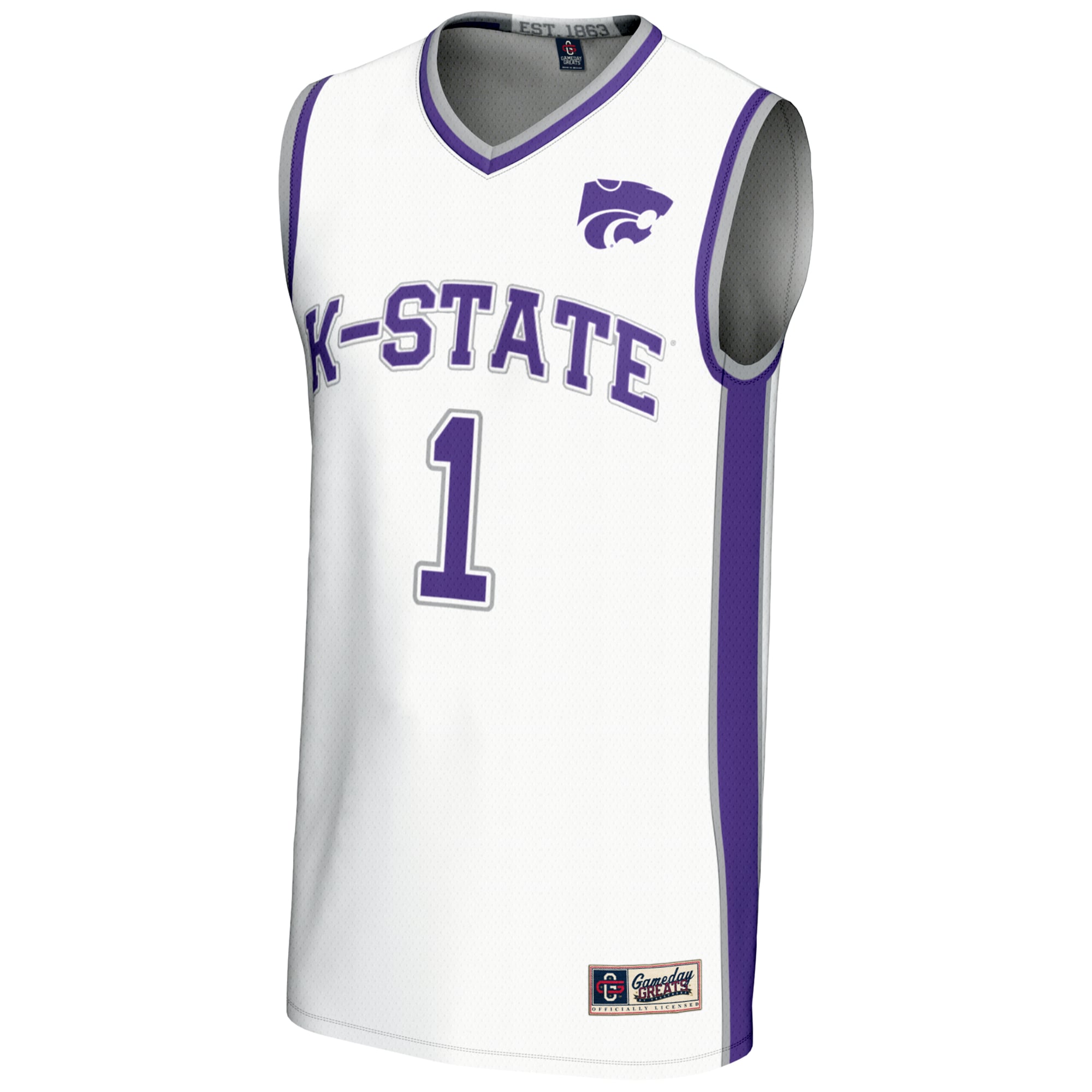 #1 Kansas State Wildcats Lightweight Basketball Jersey White - front view