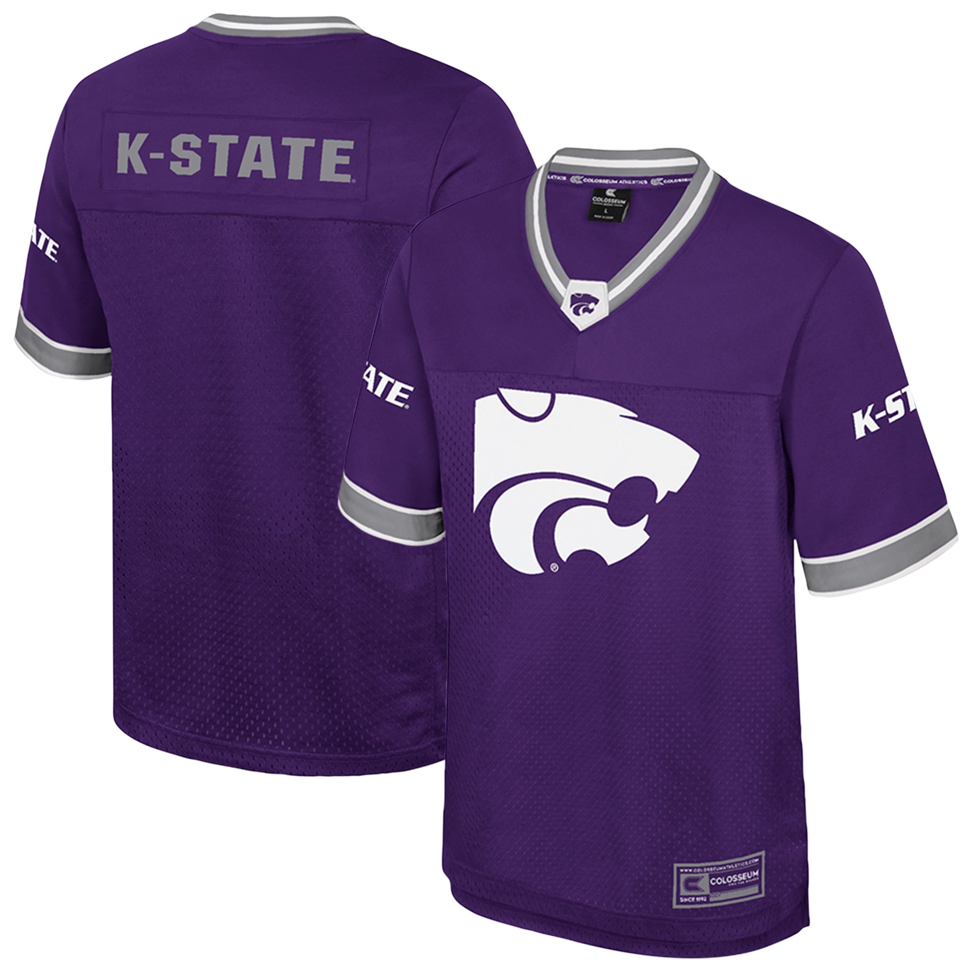 Kansas State Wildcats Nothing But The Hits Football Jersey Purple - front and back view