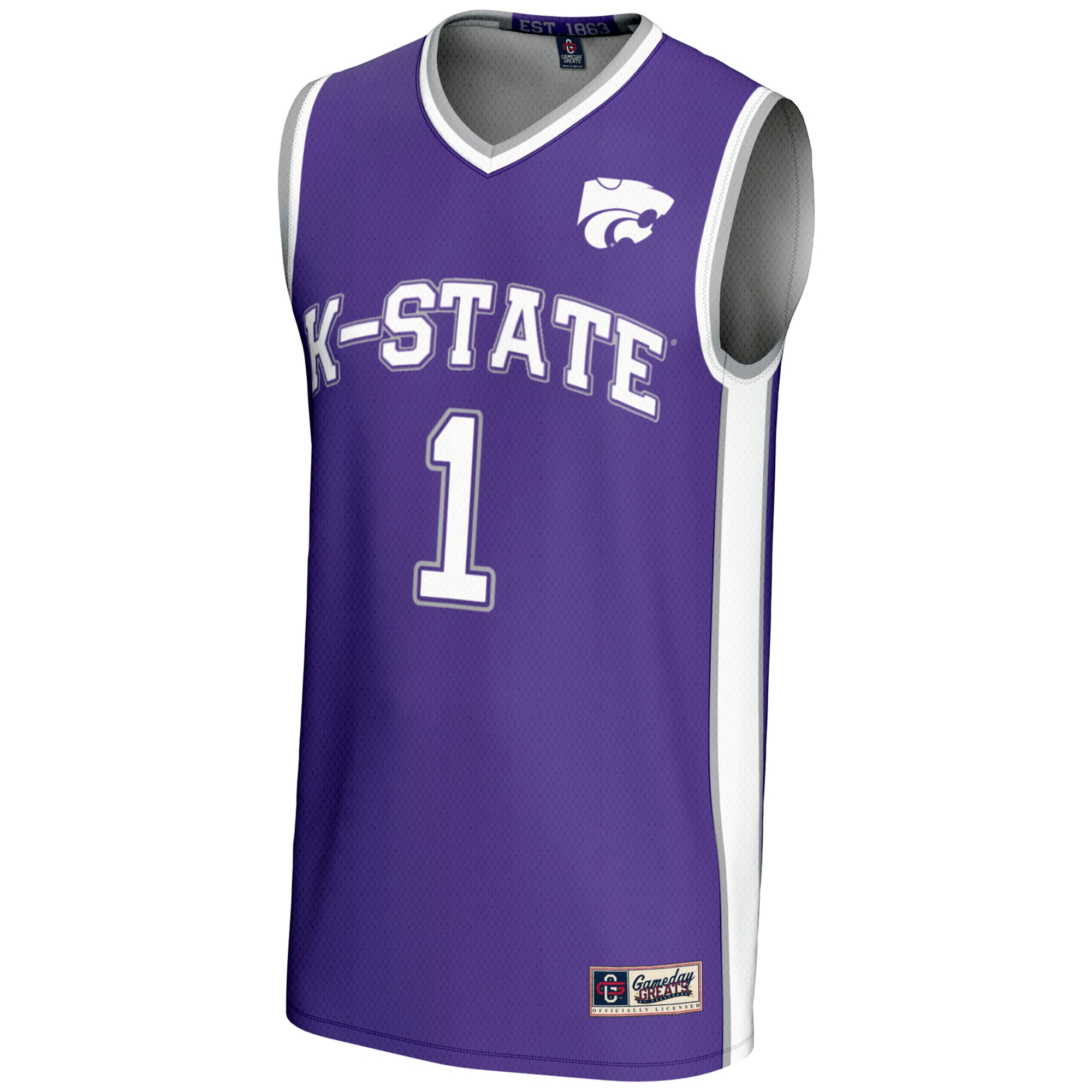 #1 Kansas State Wildcats Unisex Lightweight Basketball Jersey Purple - front view