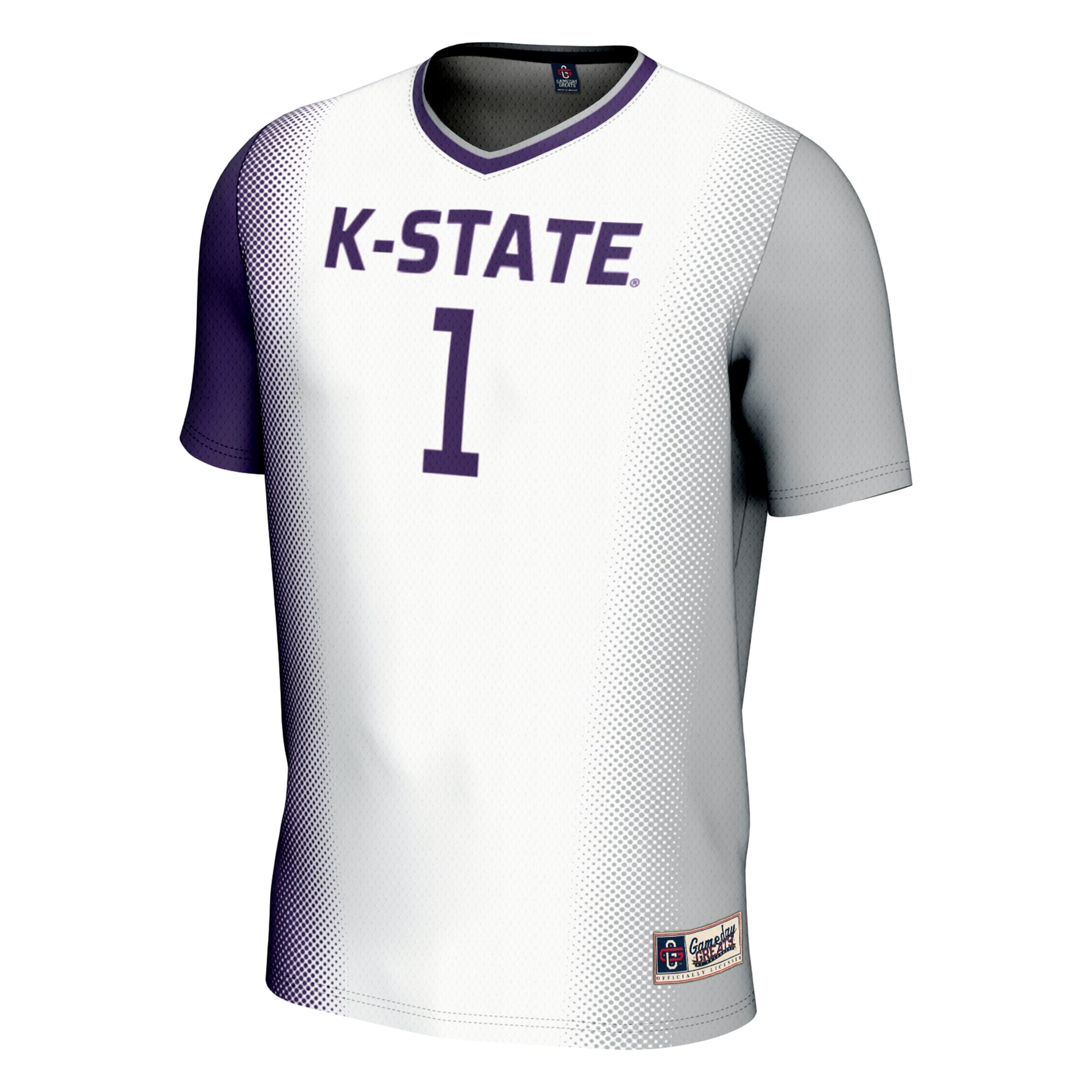 #1 Kansas State Wildcats Unisex Lightweight Women's Soccer Jersey White - front view
