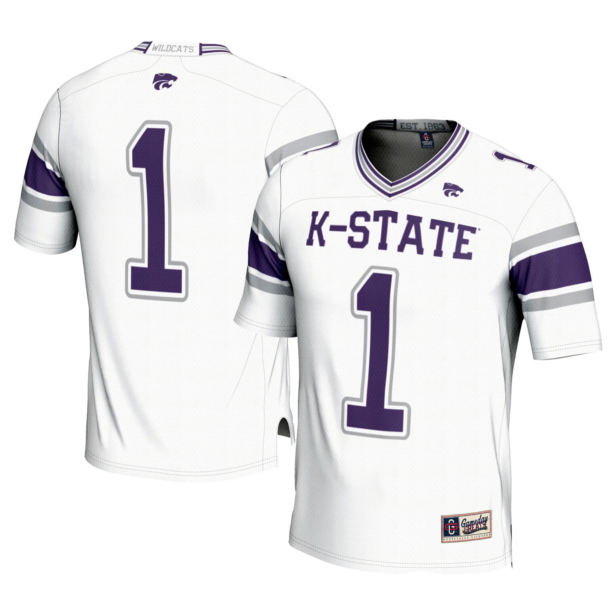 #1 Kansas State Wildcats Youth Football Jersey White - front view