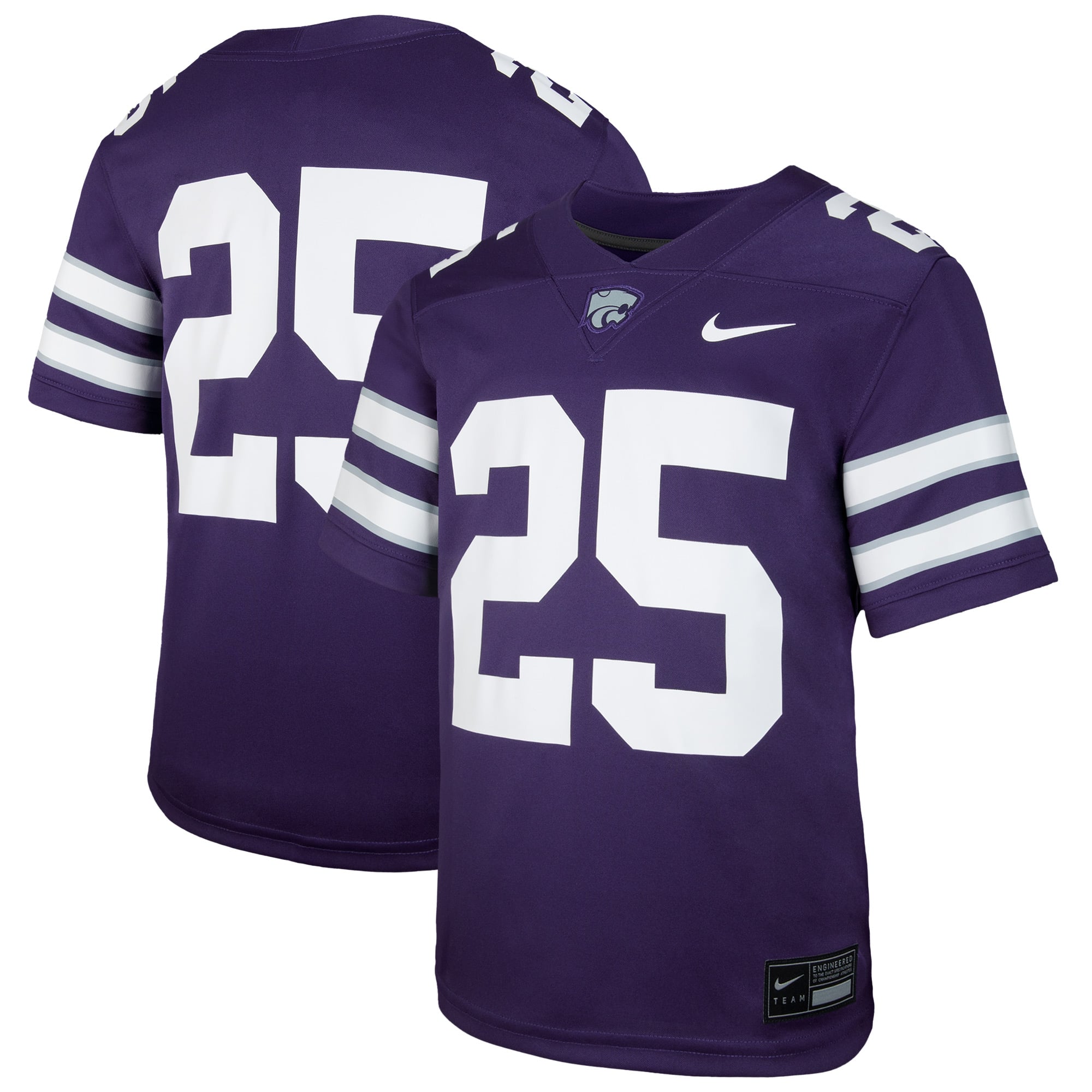 #25 Kansas State Wildcats Youth Jersey Purple - front and back view