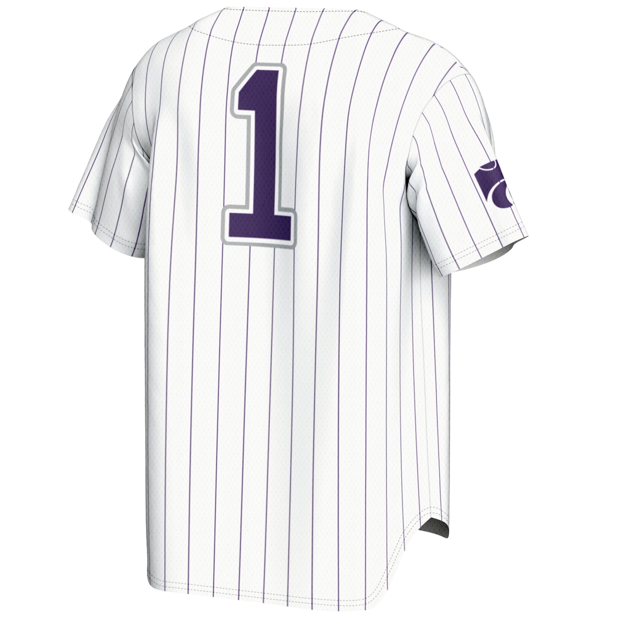 #1 Kansas State Wildcats Youth Lightweight Baseball Jersey White - back view