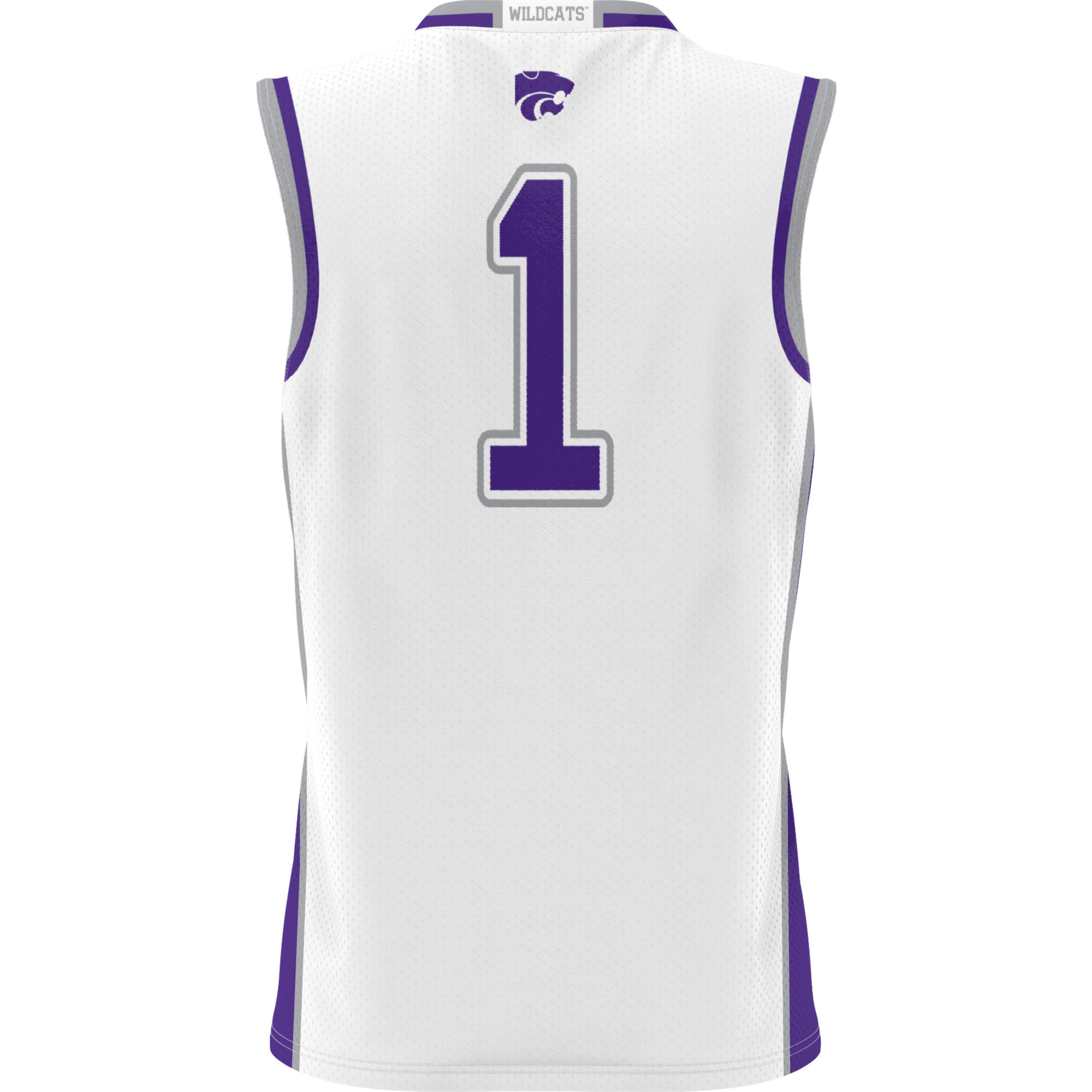 #1 Kansas State Wildcats Youth Lightweight Basketball Jersey White - back view