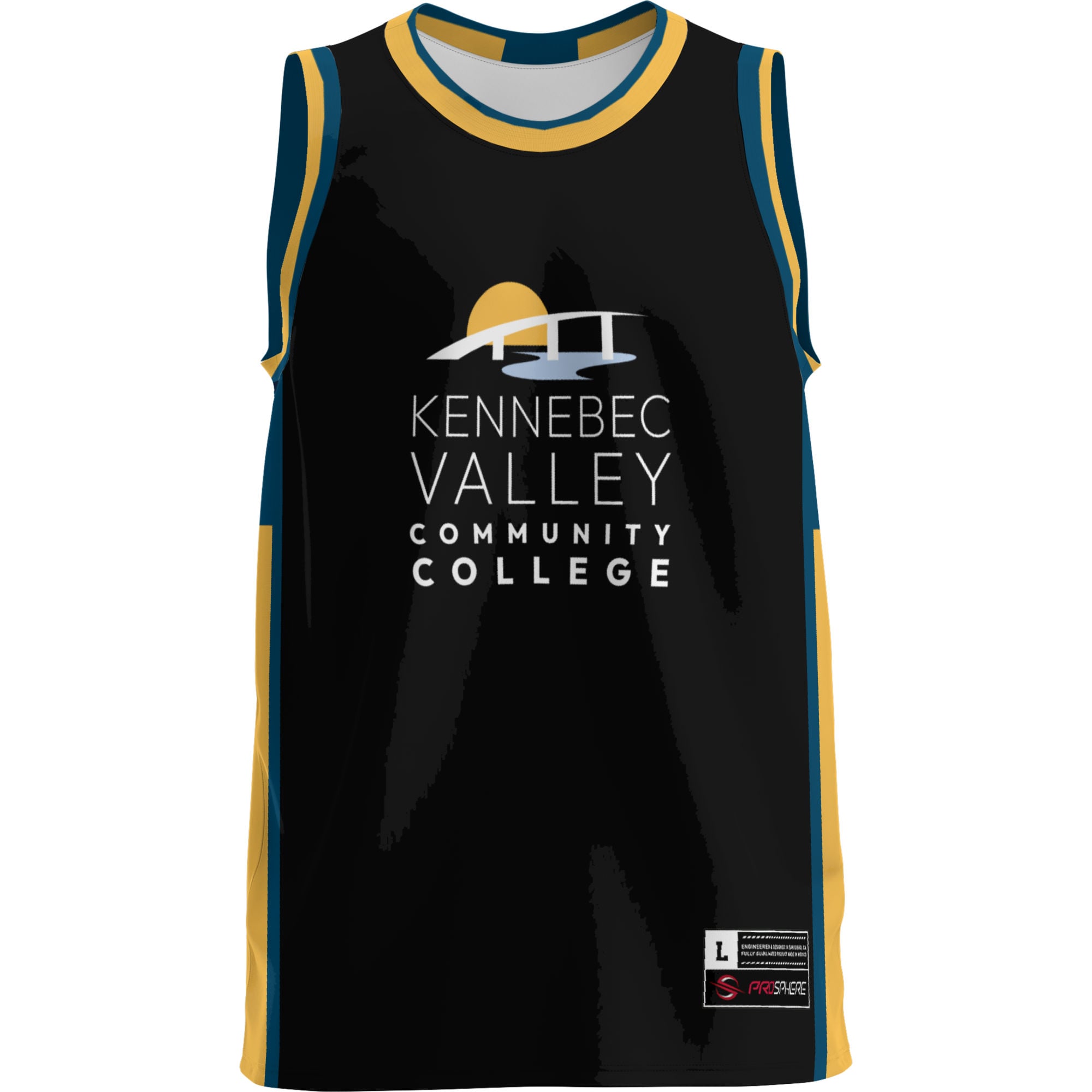 Kennebec Valley Community College Youth Lightweight Basketball Jersey Black - front view