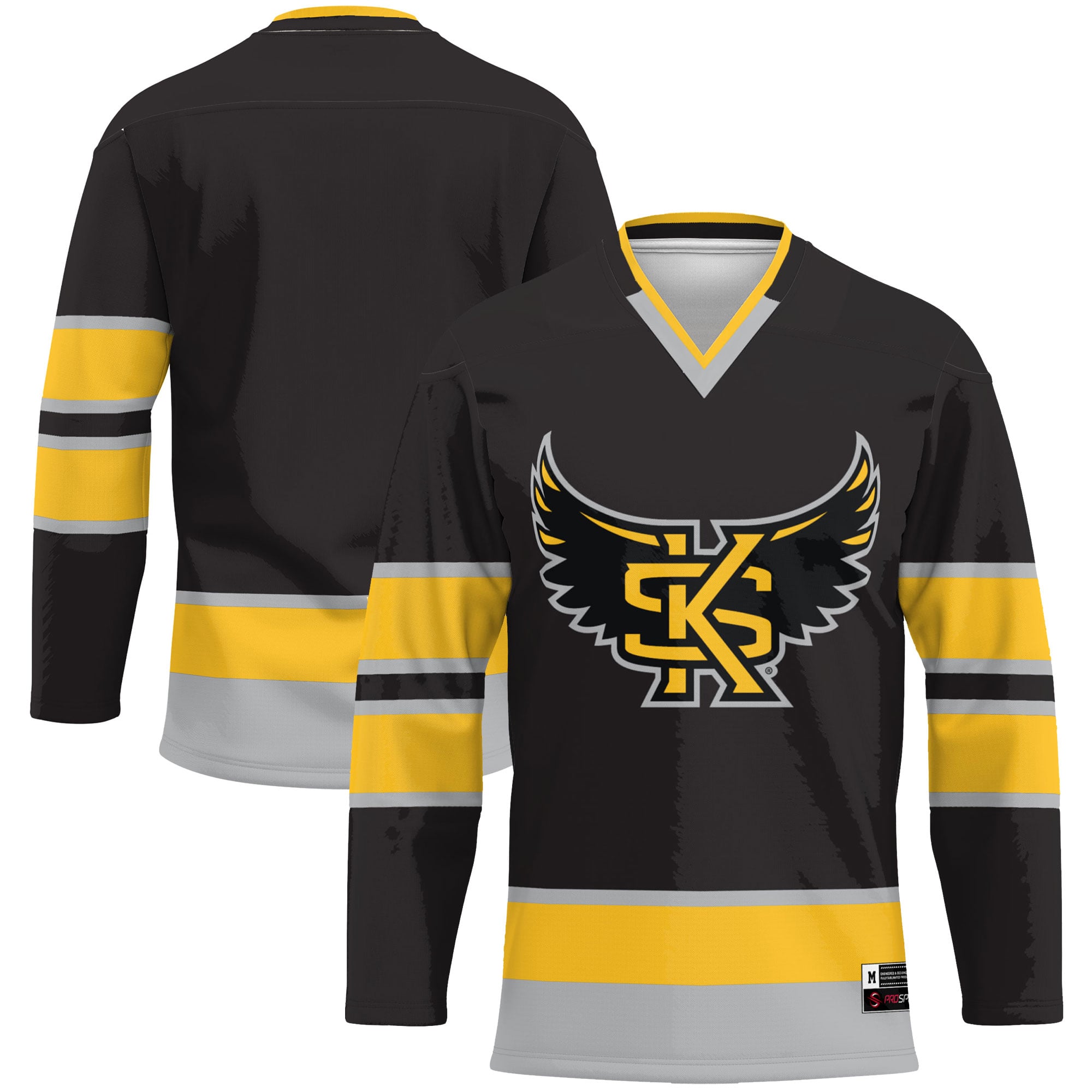 Kennesaw State Owls Hockey Jersey Gold - front and back view