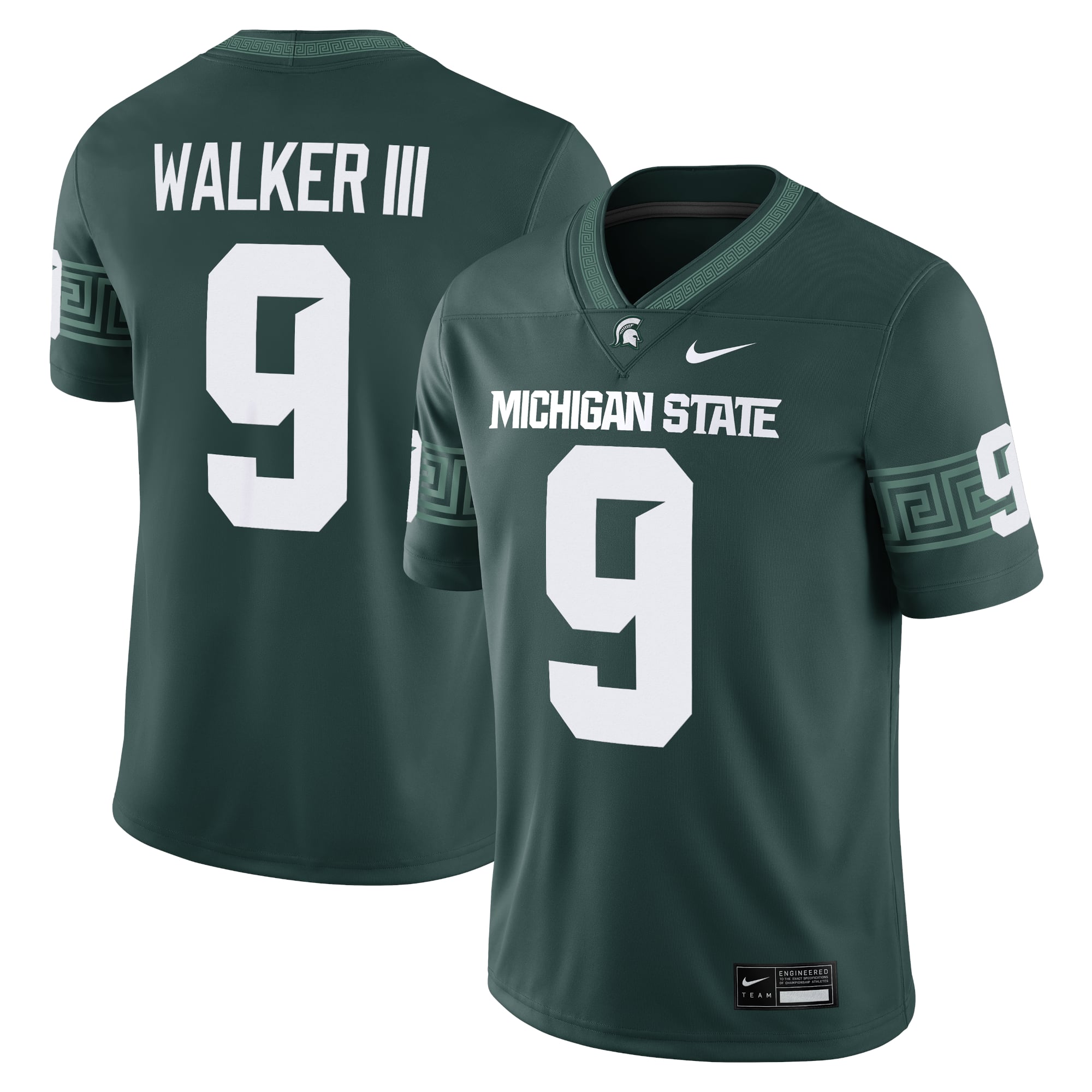Kenneth Walker III Michigan State Spartans Alumni Jersey Green - front and back view