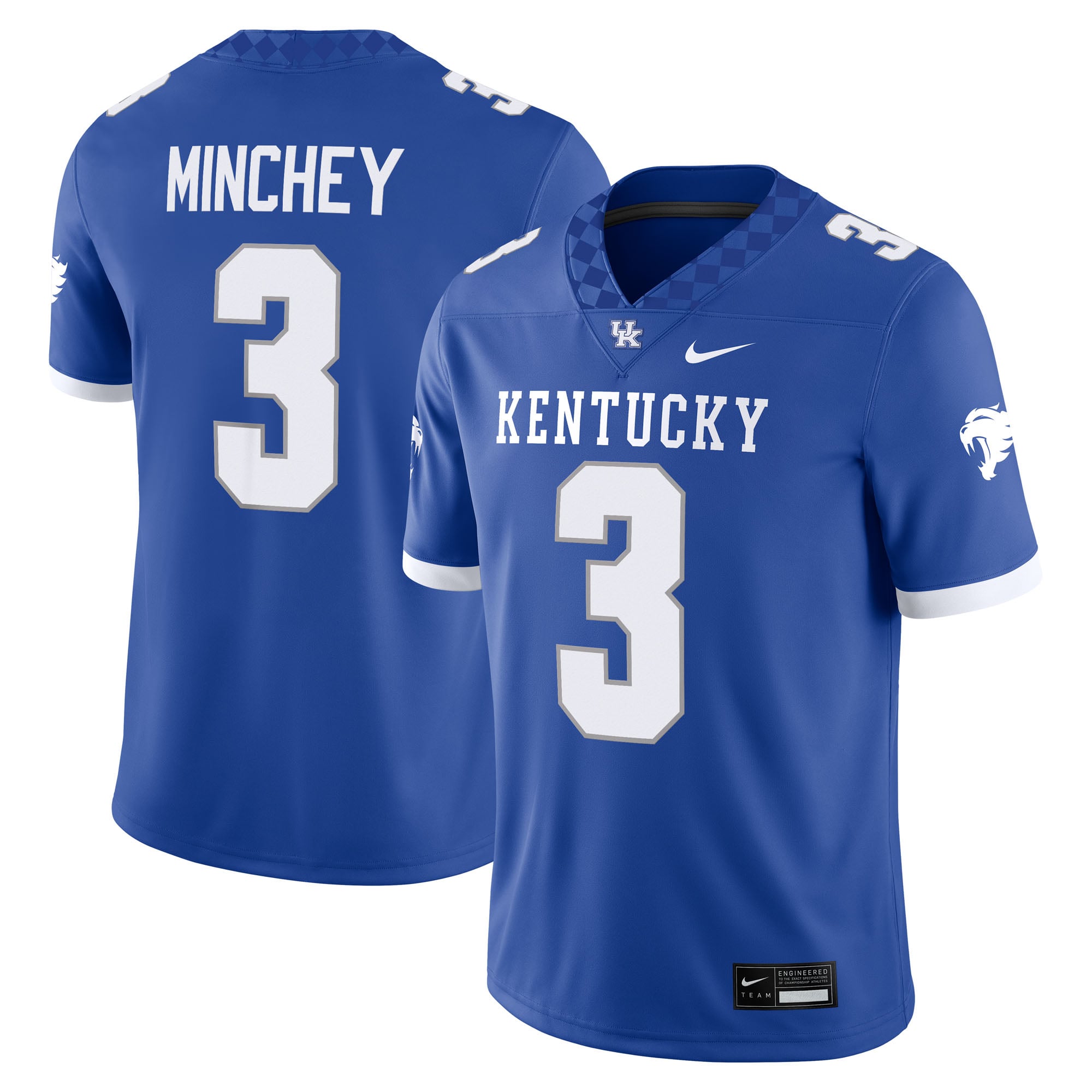 Kenny Minchey Kentucky Wildcats Home Jersey Royal - front and back view