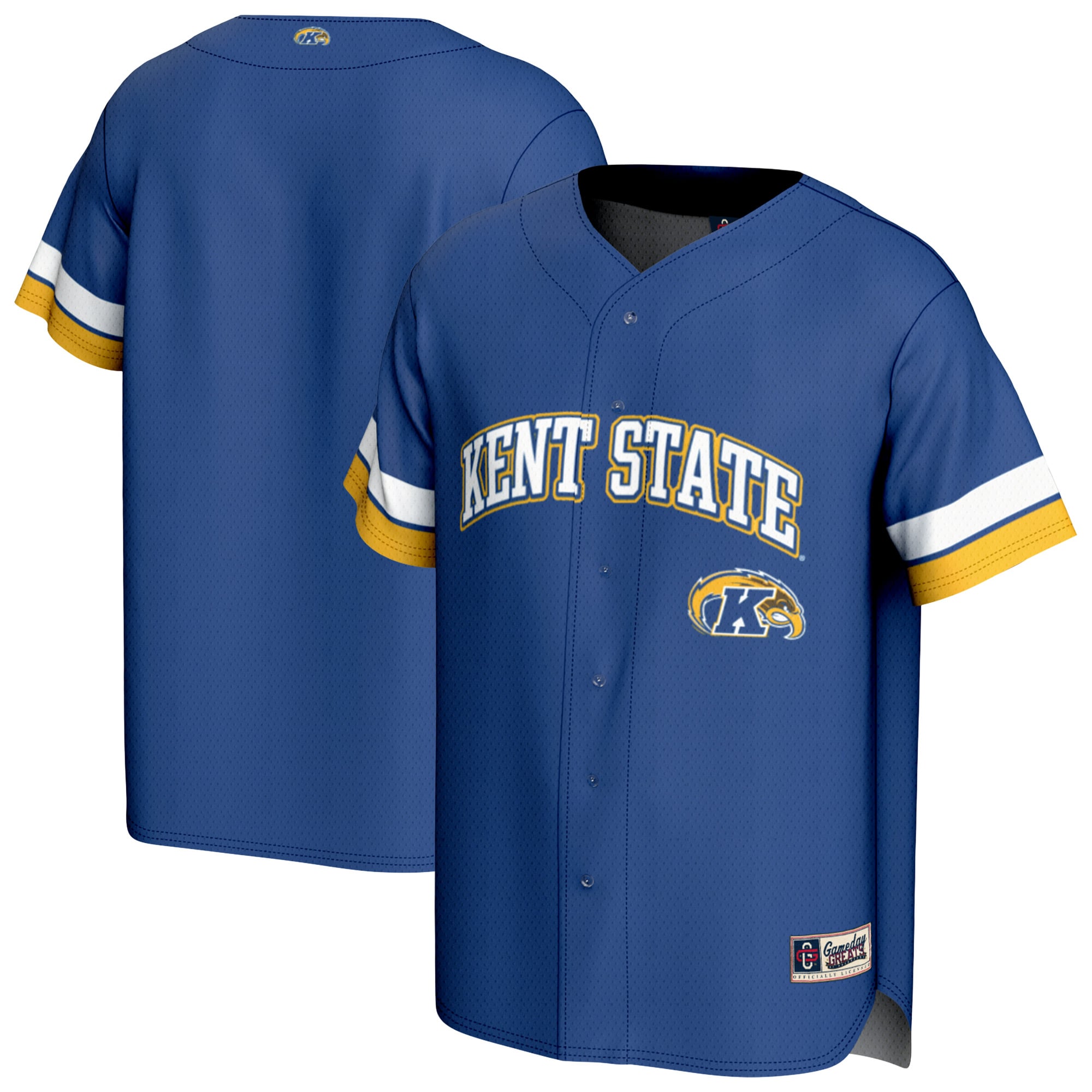 Kent State Golden Flashes Unisex Spirit Baseball Jersey Navy - front and back view