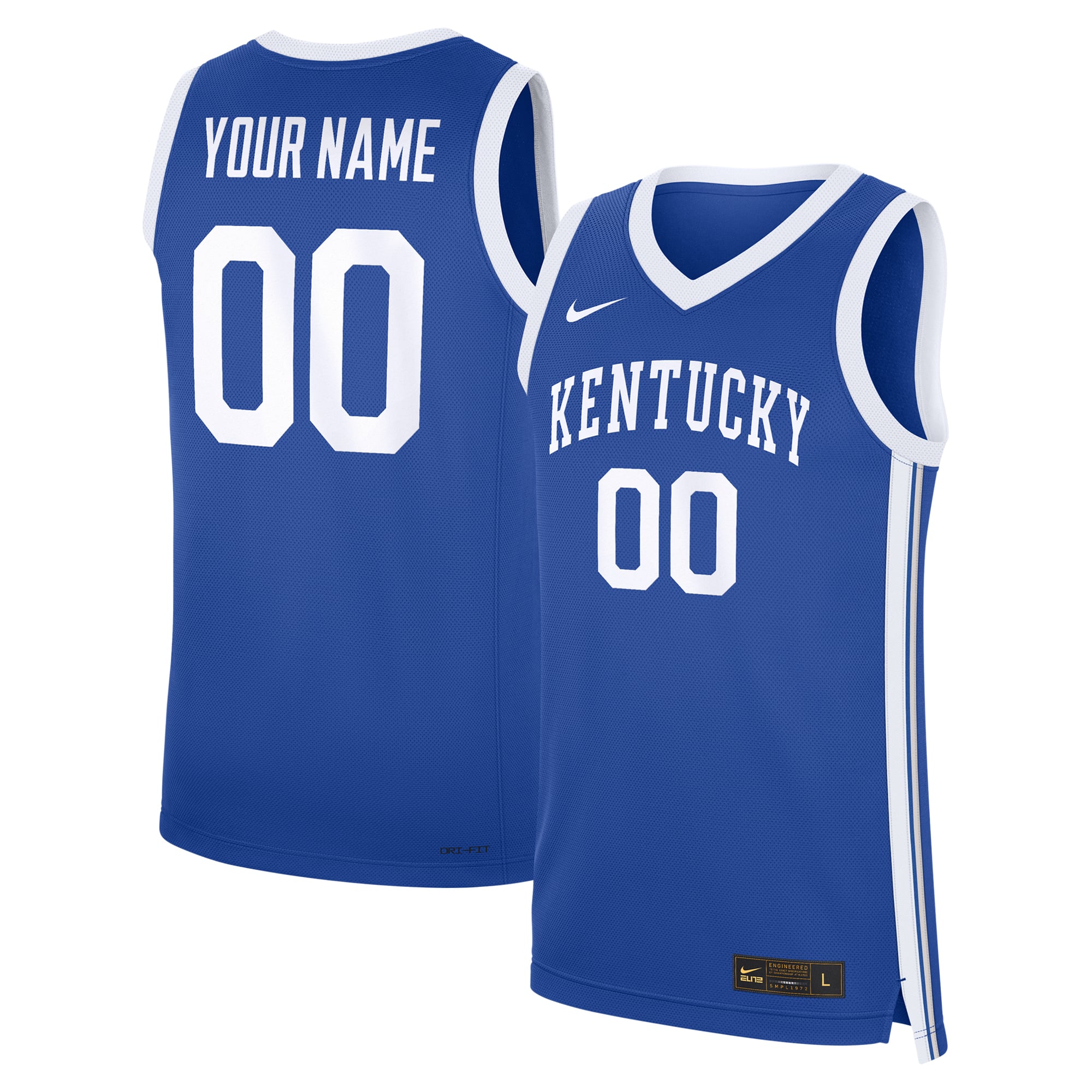 Kentucky Wildcats Custom Basketball Jersey Royal - front and back view