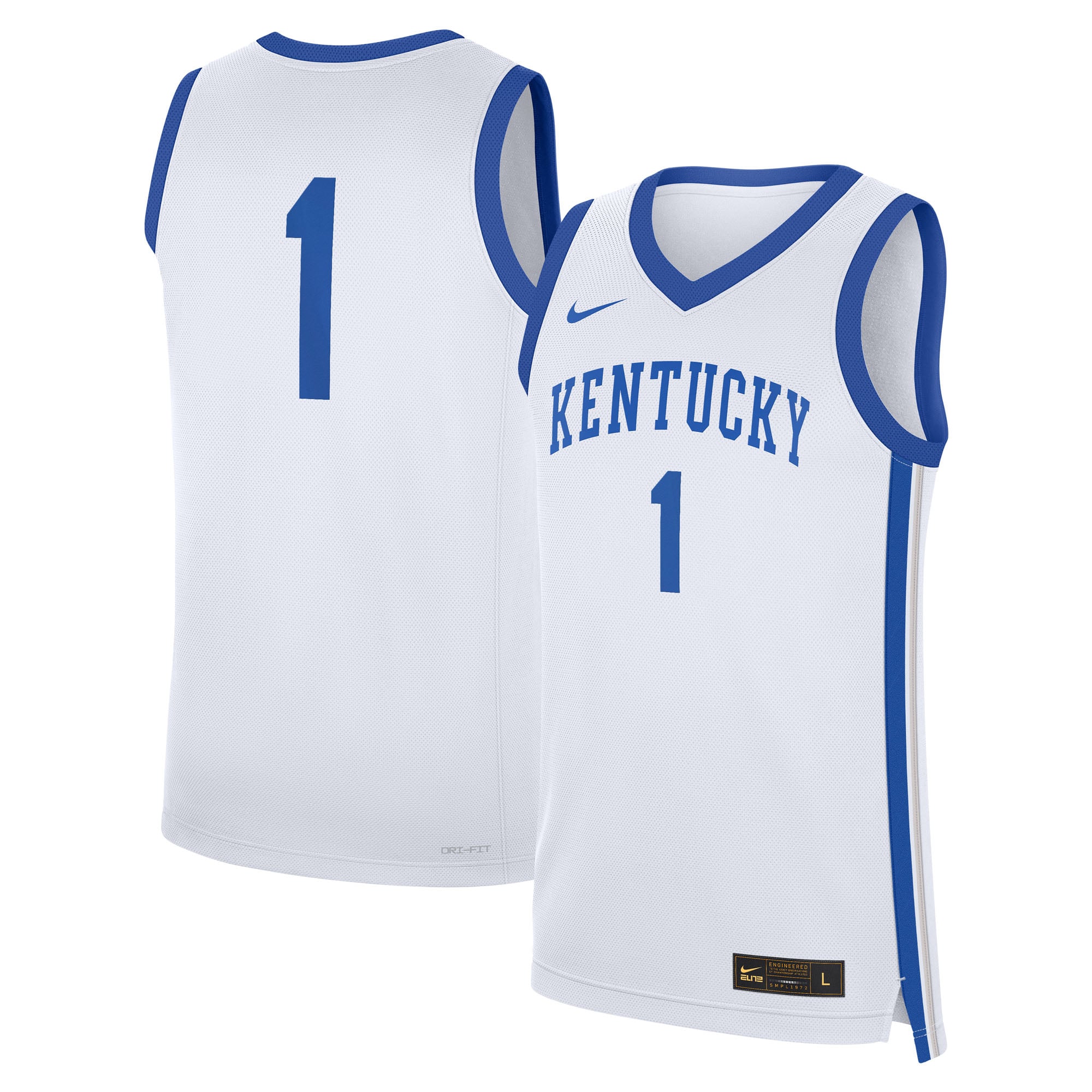 #1 Kentucky Wildcats Home Jersey White - front and back view