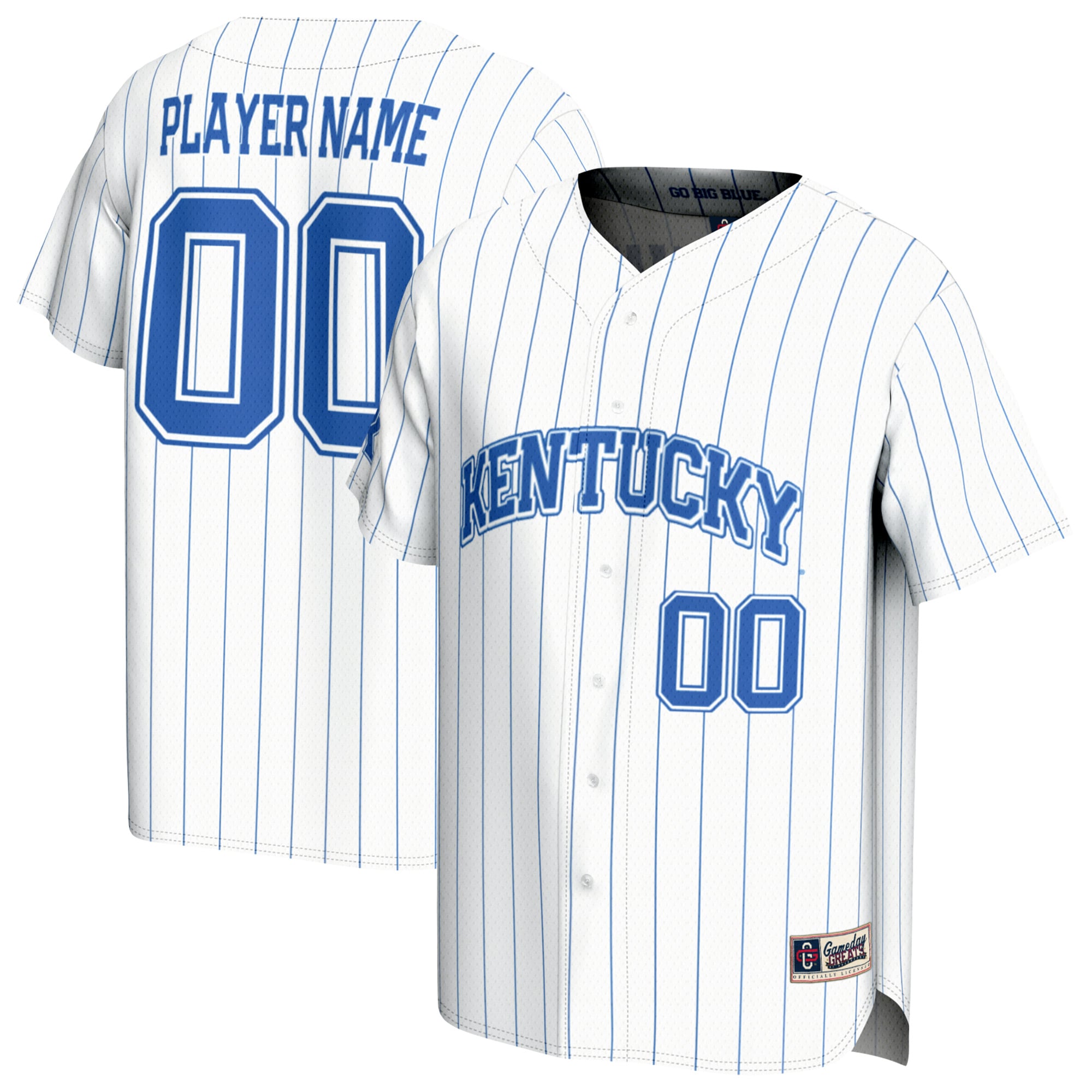 Kentucky Wildcats Unisex Lightweight Collegiate Baseball Pinstripe Fashion - front and back view