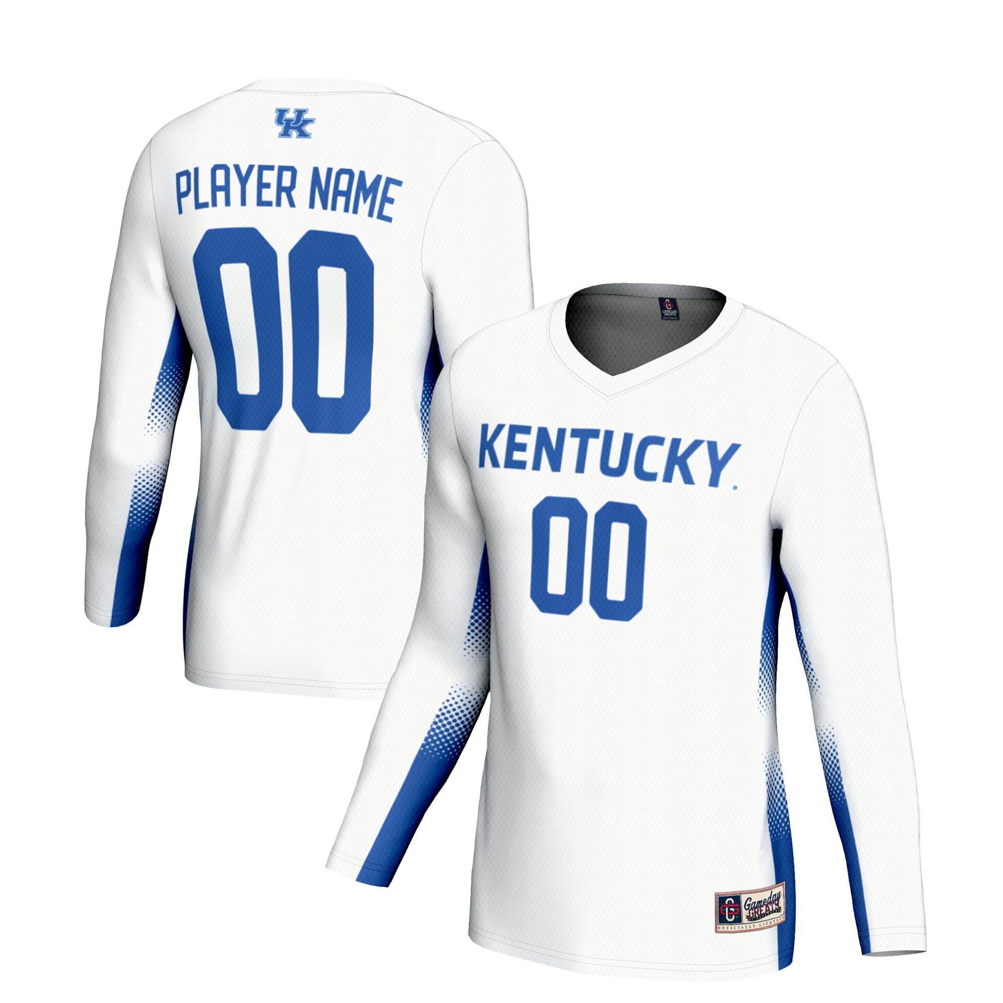 Kentucky Wildcats Unisex Lightweight Volleyball Jersey White - front and back view