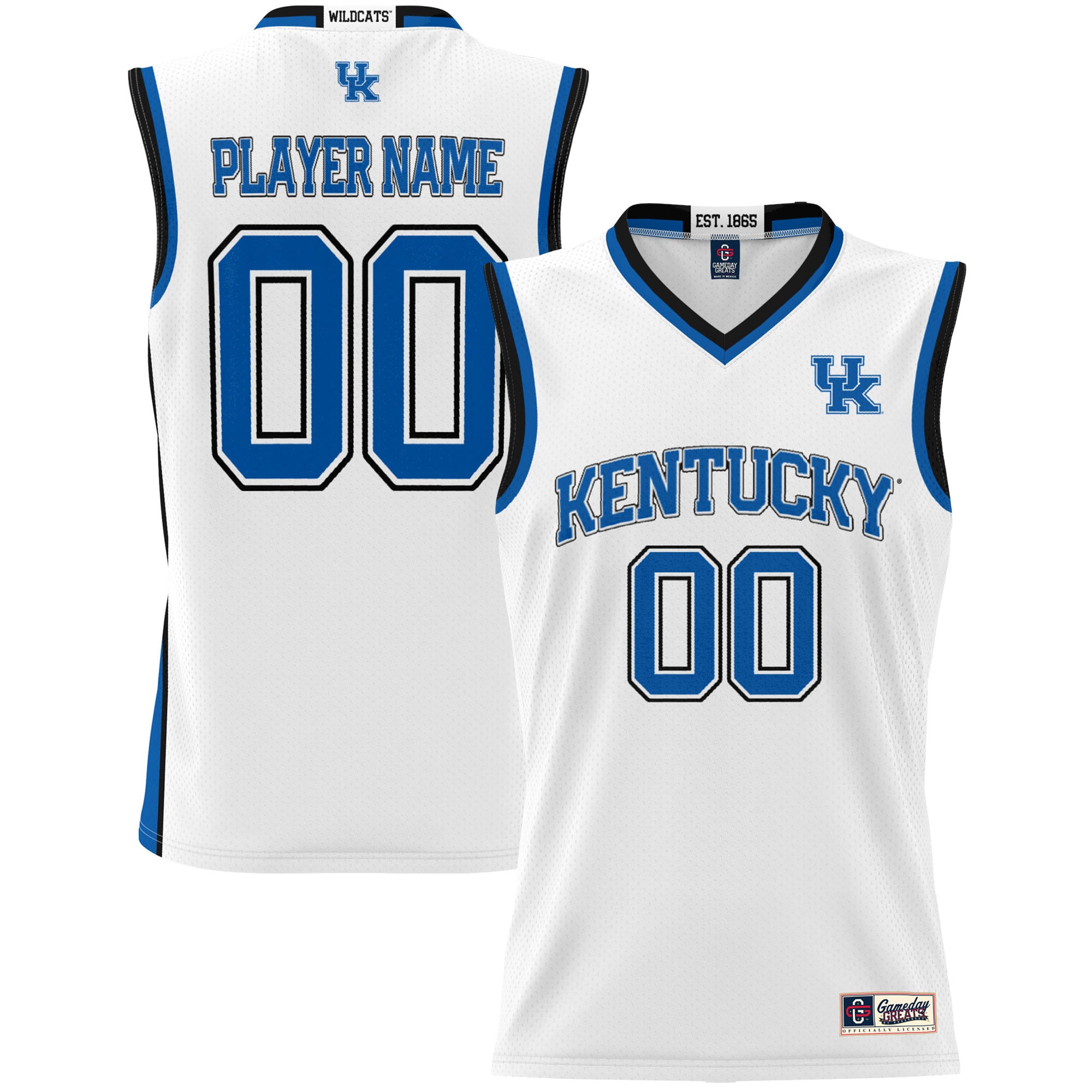 Kentucky Wildcats Youth Lightweight Women's Basketball Jersey White - front and back view