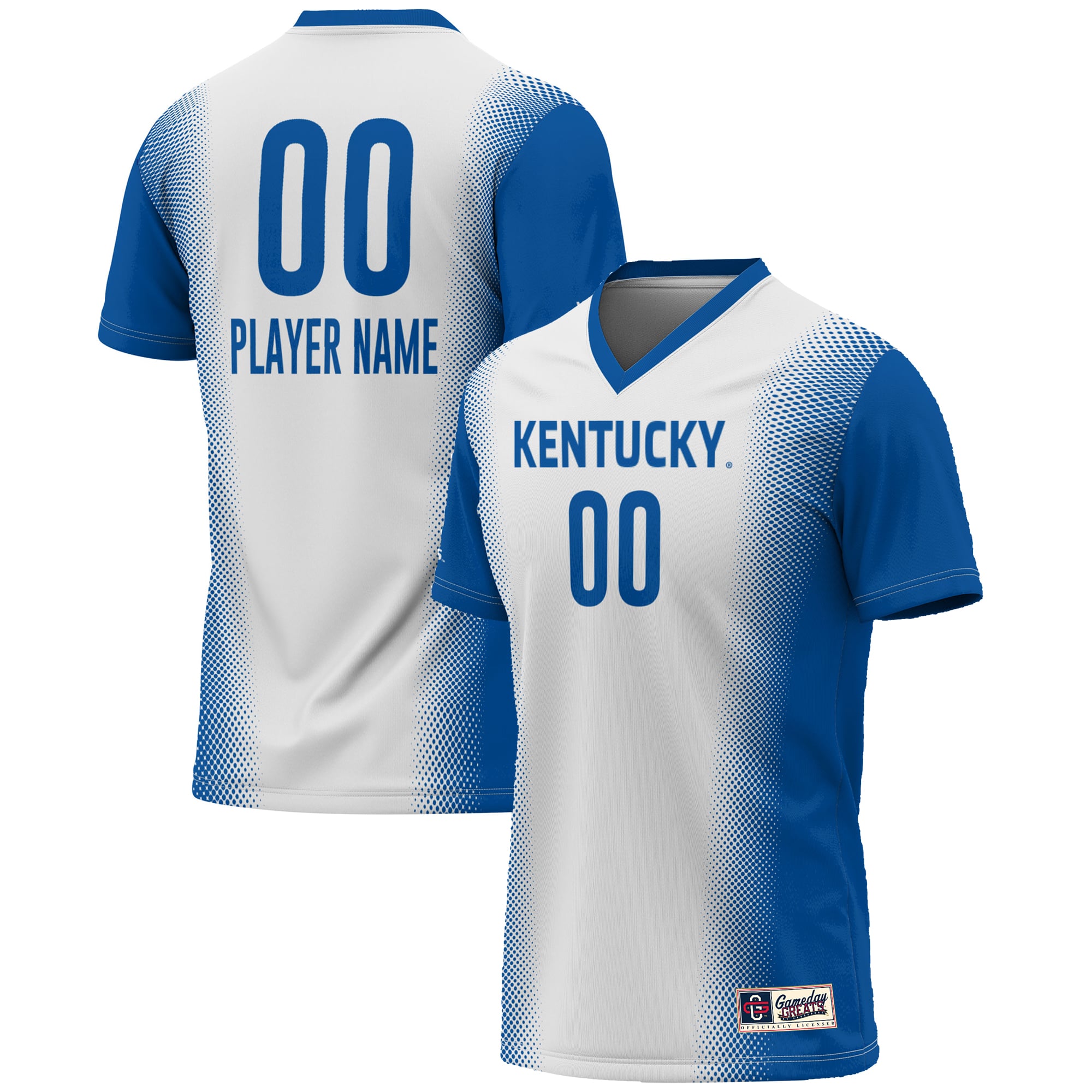 Kentucky Wildcats Youth Lightweight Women's Soccer Jersey White - front and back view