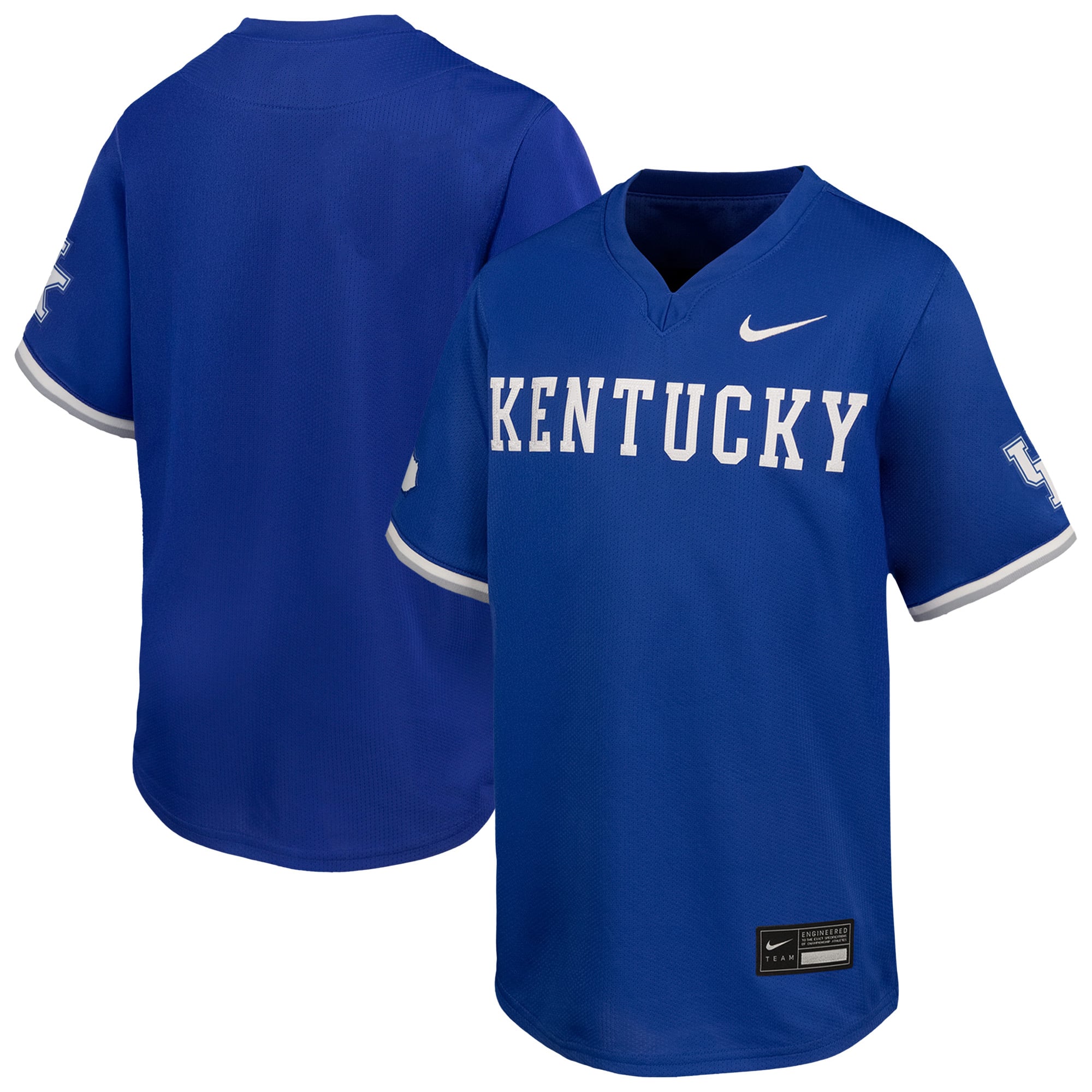 Kentucky Wildcats Youth Baseball Jersey Royal - front and back view