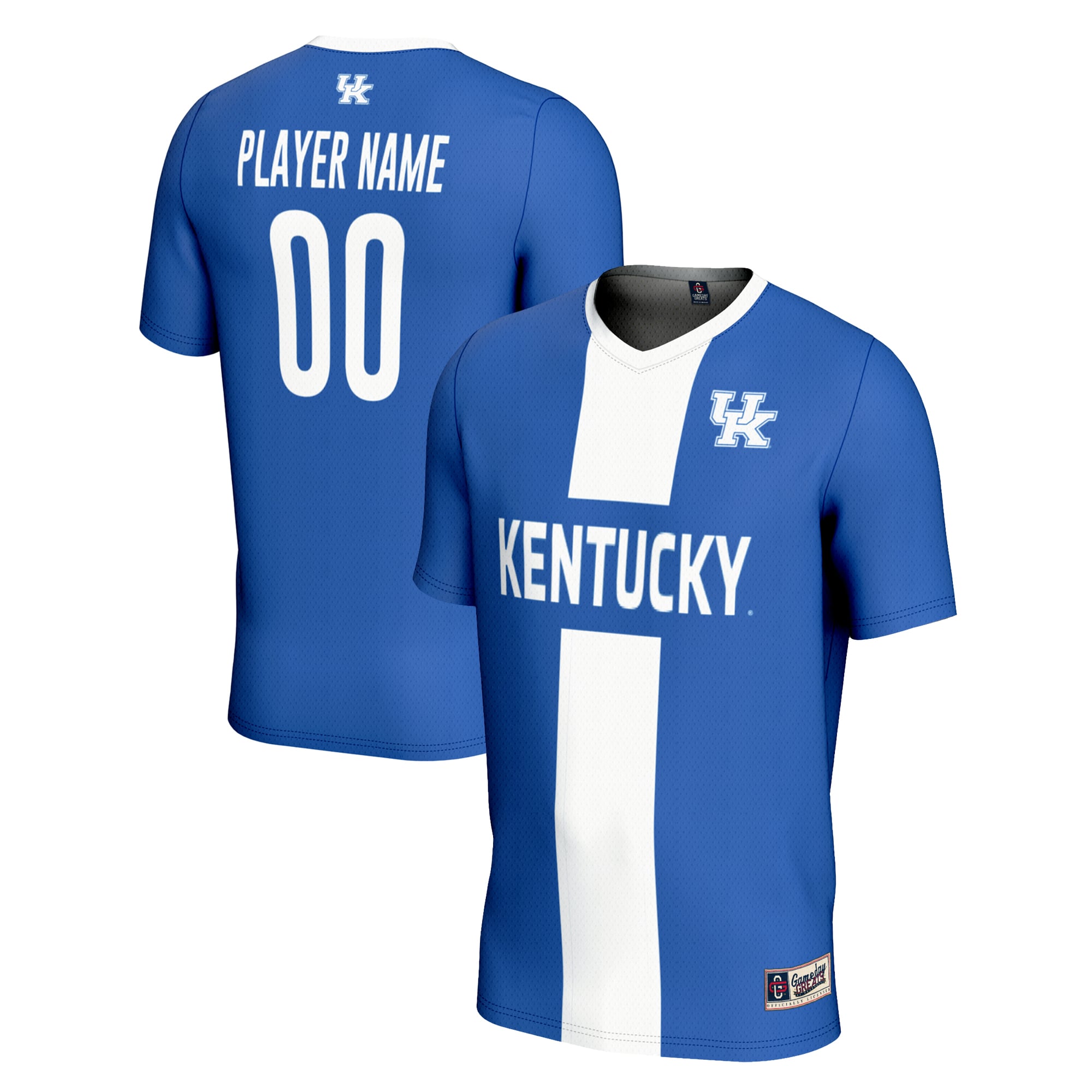 Kentucky Wildcats Youth Men's Soccer Jersey Royal - front and back view