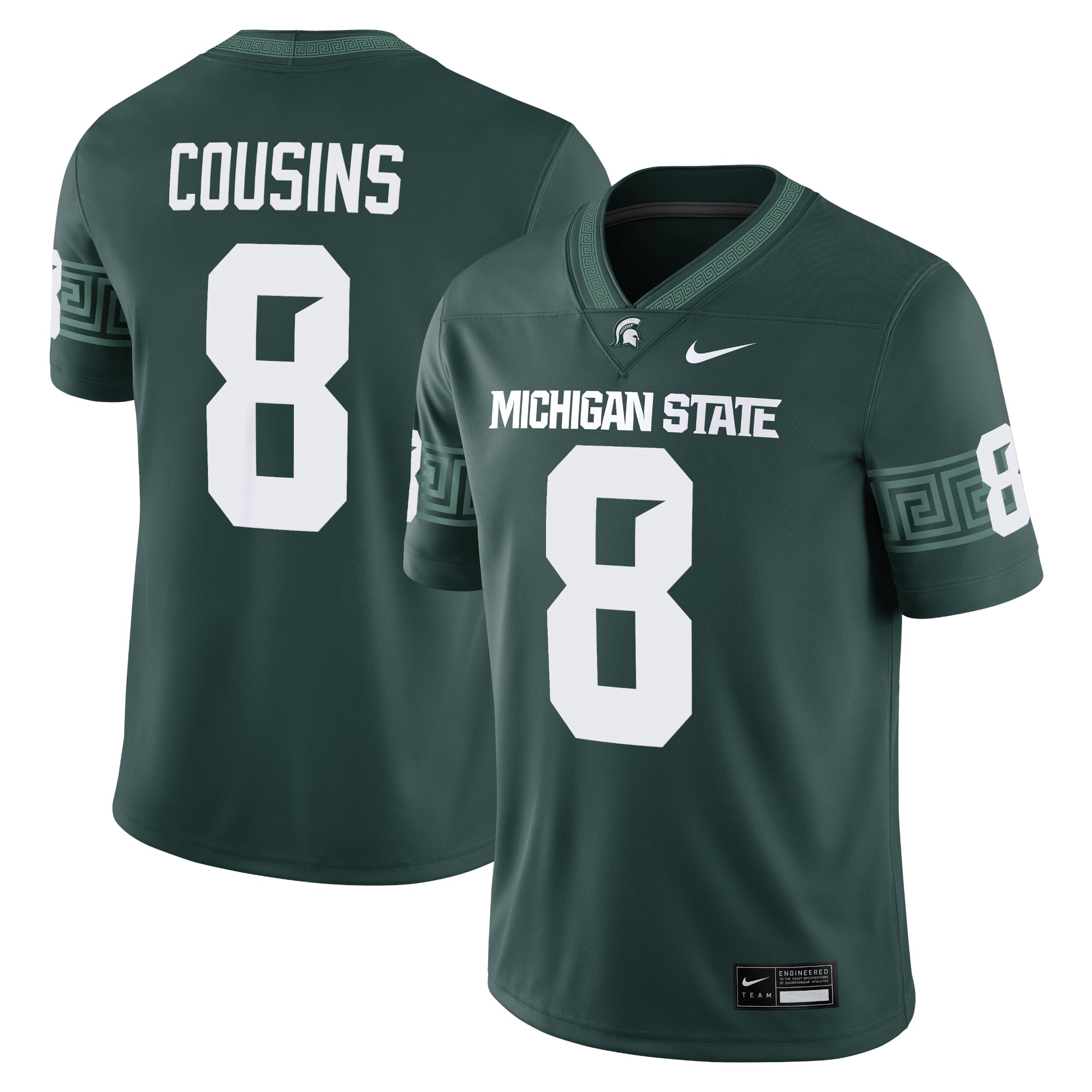 Kirk Cousins Michigan State Spartans Alumni Jersey Green - front and back view