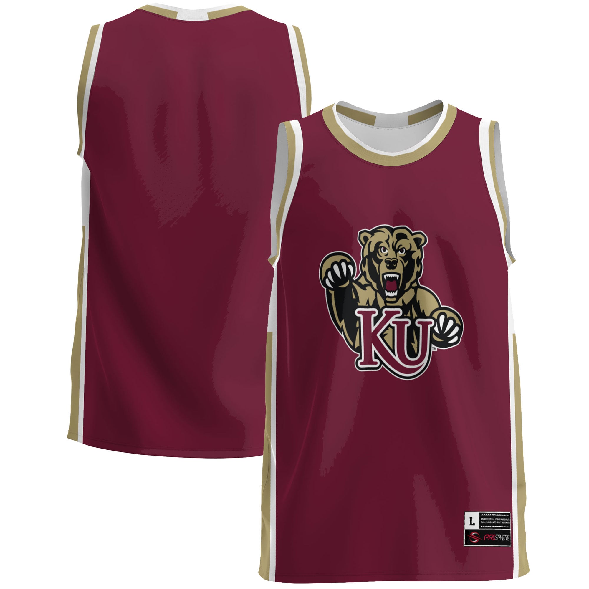 Kutztown Golden Bears Lightweight Basketball Jersey Maroon - front and back view
