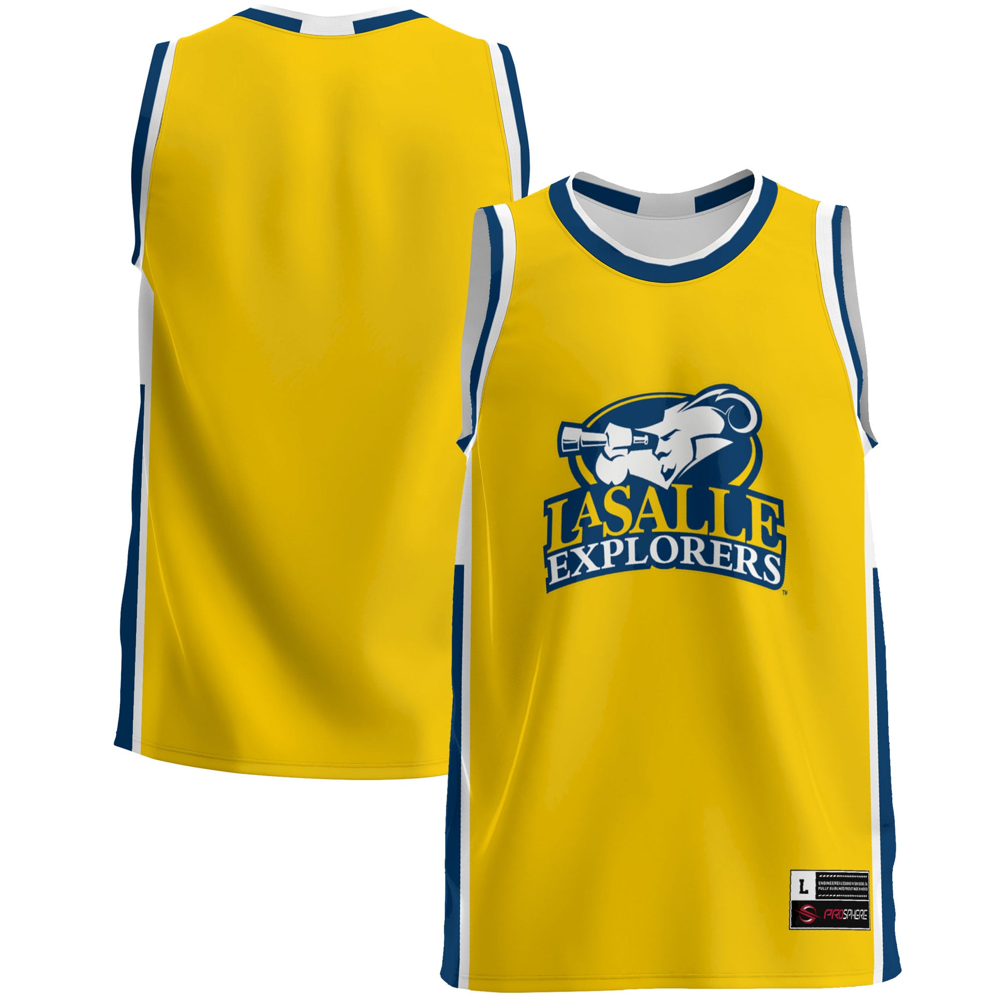 La Salle Explorers Lightweight Basketball Jersey Blue - front and back view