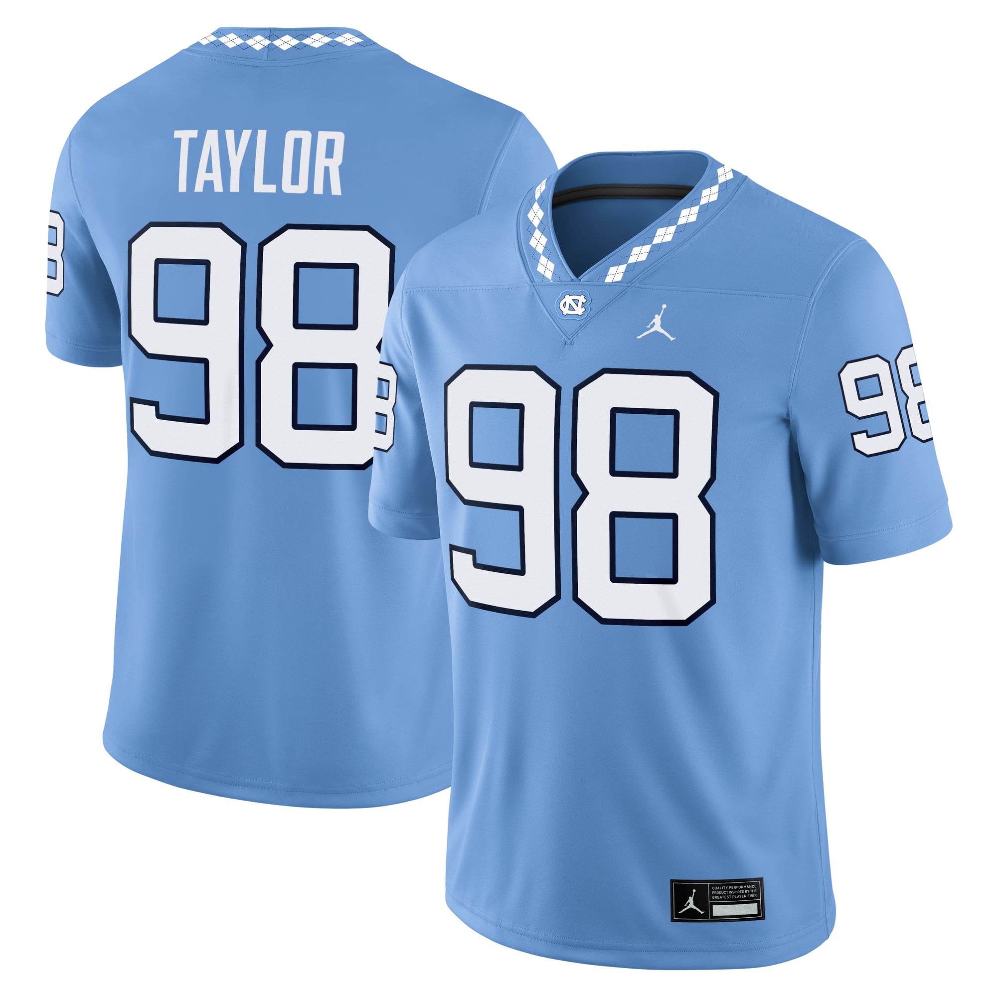 Lawrence Taylor North Carolina Tar Heels Alumni Home Jersey Carolina Blue - front and back view